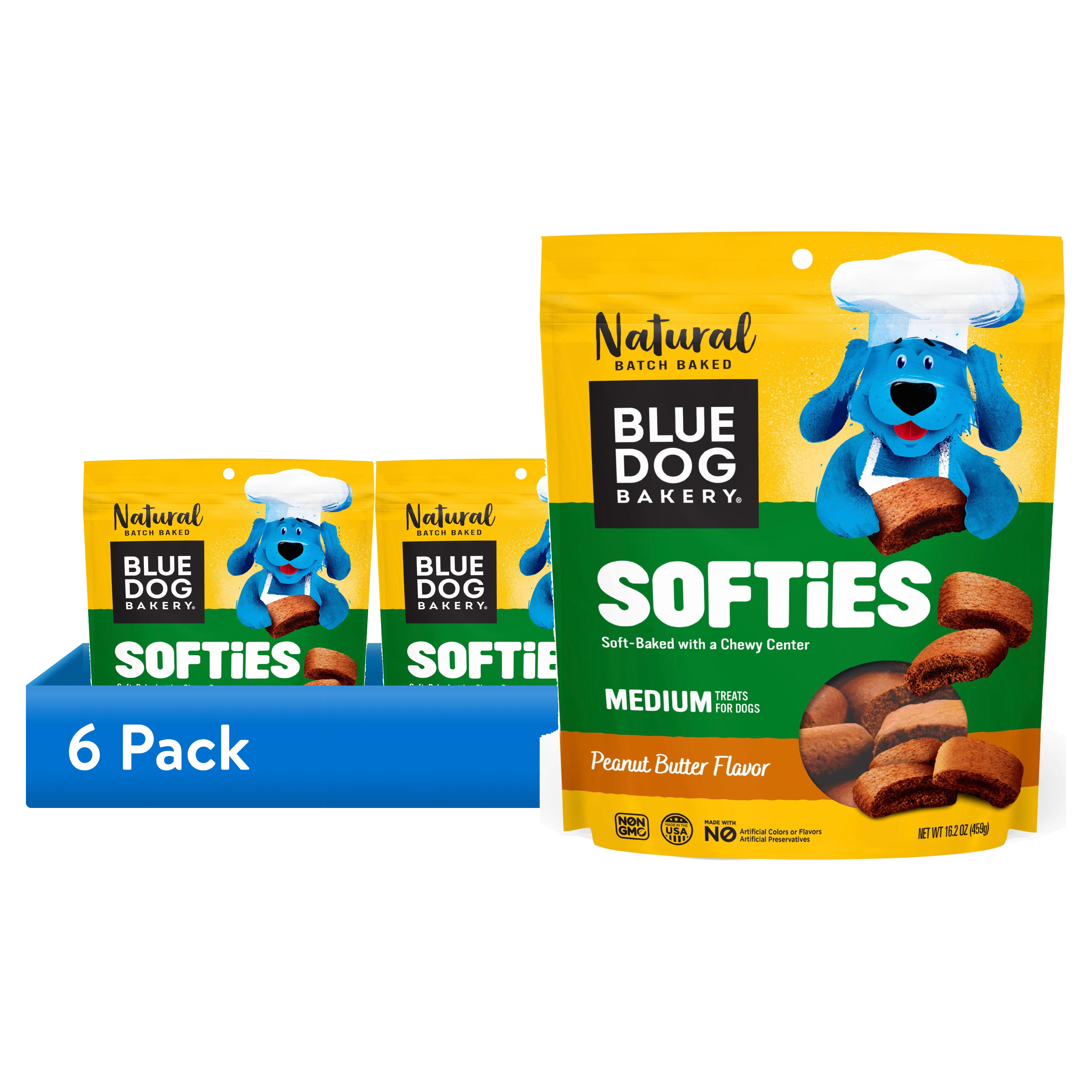 (6 pack) Blue Dog Bakery Softies Peanut Butter Flavor Medium Biscuit Natural Treats for Dogs, 16.2 oz. Bag