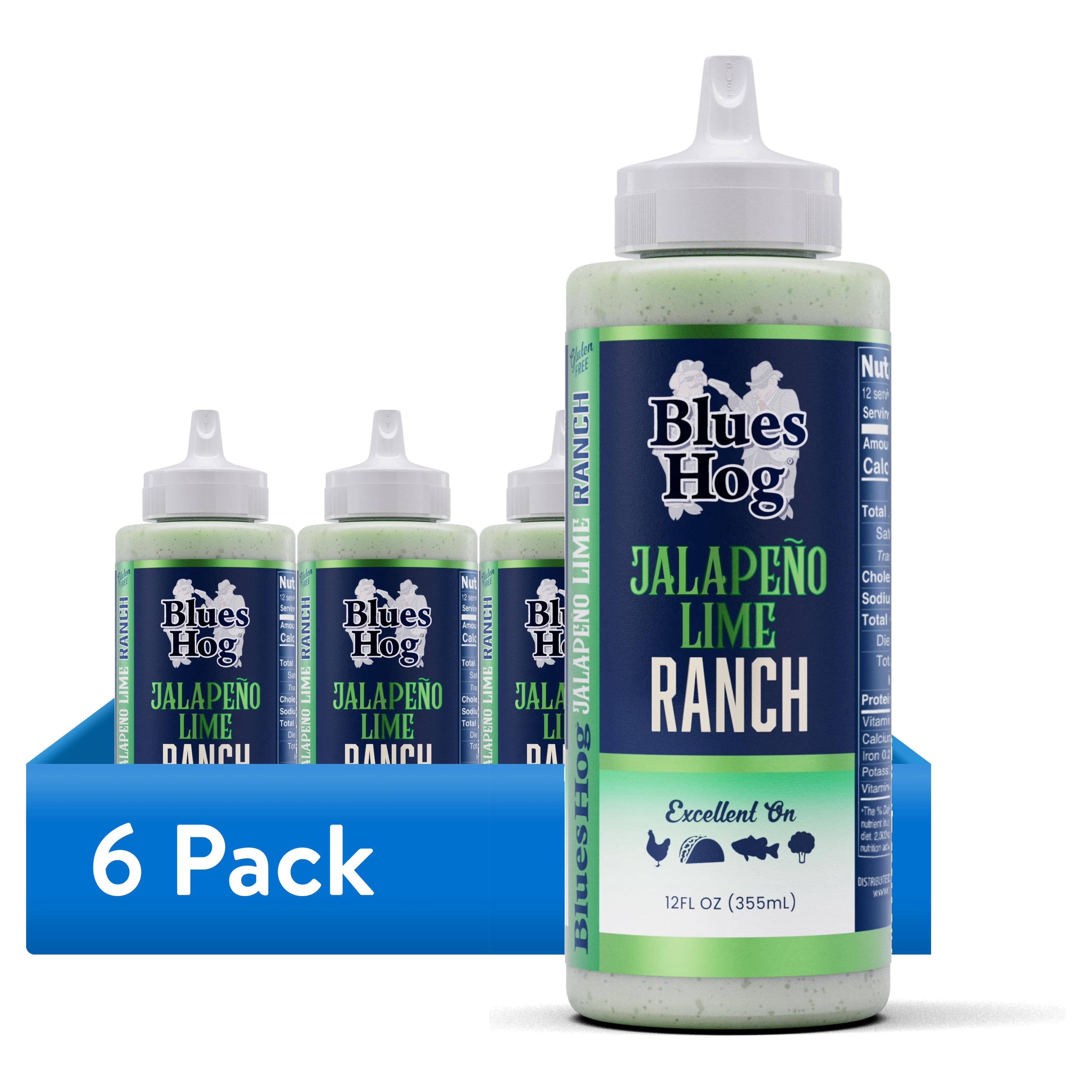 (6 pack) Blues Hog Jalapeño Lime Ranch Sauce for Grilling, Tacos, Salads & Dipping, All-Natural, Gluten-Free, 12 oz