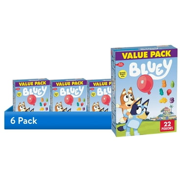 (6 pack) Bluey Fruit Flavored Snacks, Fat Free and Gluten Free, Value Pack, 17.6 oz, 22 Pouches