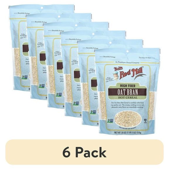 (6 pack) Bob's Red Mill, Hot Cereal, High Fiber, Oat Bran, 18 oz