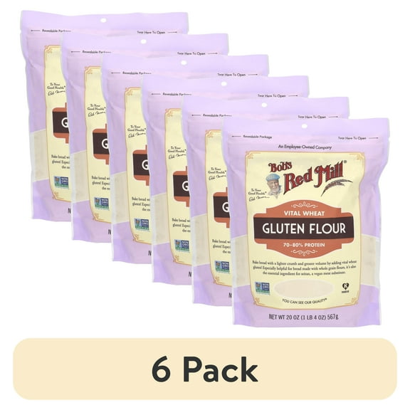(6 pack) Bob's Red Mill Vital Wheat Gluten Flour, 20 oz