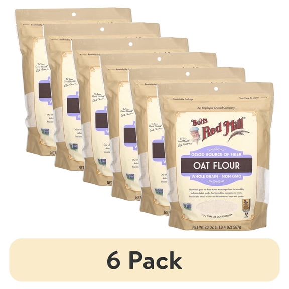 (6 pack) Bob's Red Mill Whole Grain Oat Flour, 20 oz