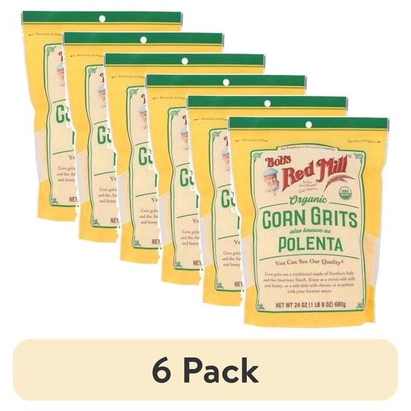 (6 pack) Bob's Red Mill Organic Corn Grits / Polenta, 24-ounce