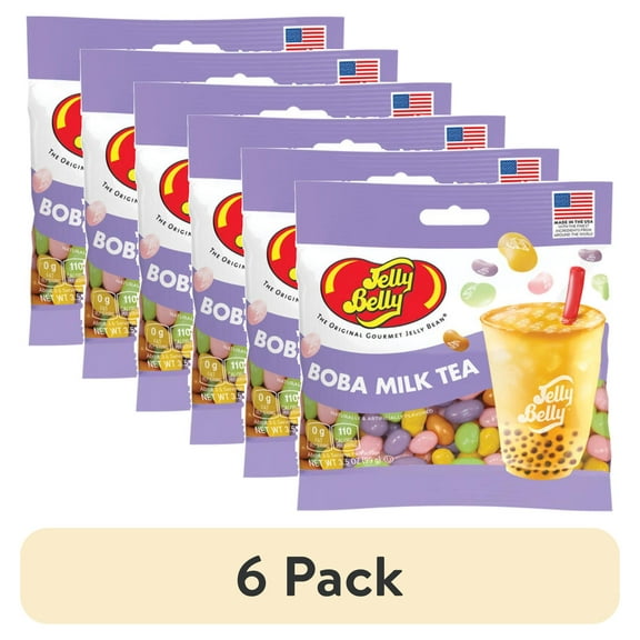 (6 pack) Boba Milk Tea Jelly Bean Grab Go Bag, 3.5 oz