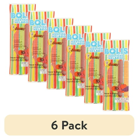 (6 pack) Bolis Assorted Fruit Flavors Icesticks, 19.2 fl oz