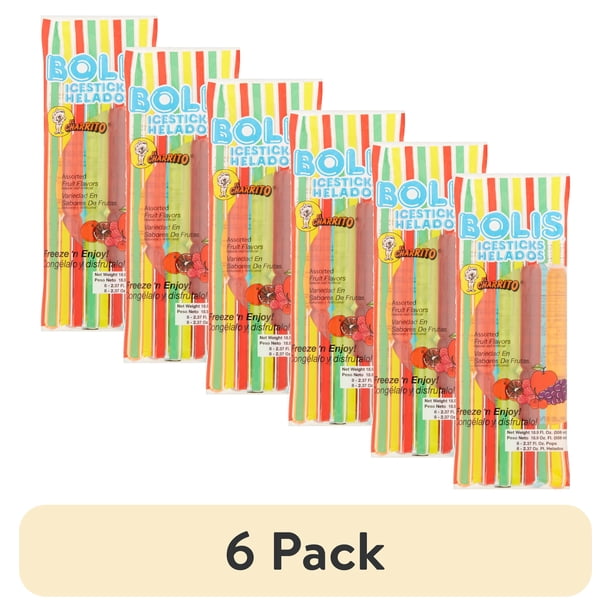 6 pack) Bolis Assorted Fruit Flavors Icesticks, 19.2 fl oz