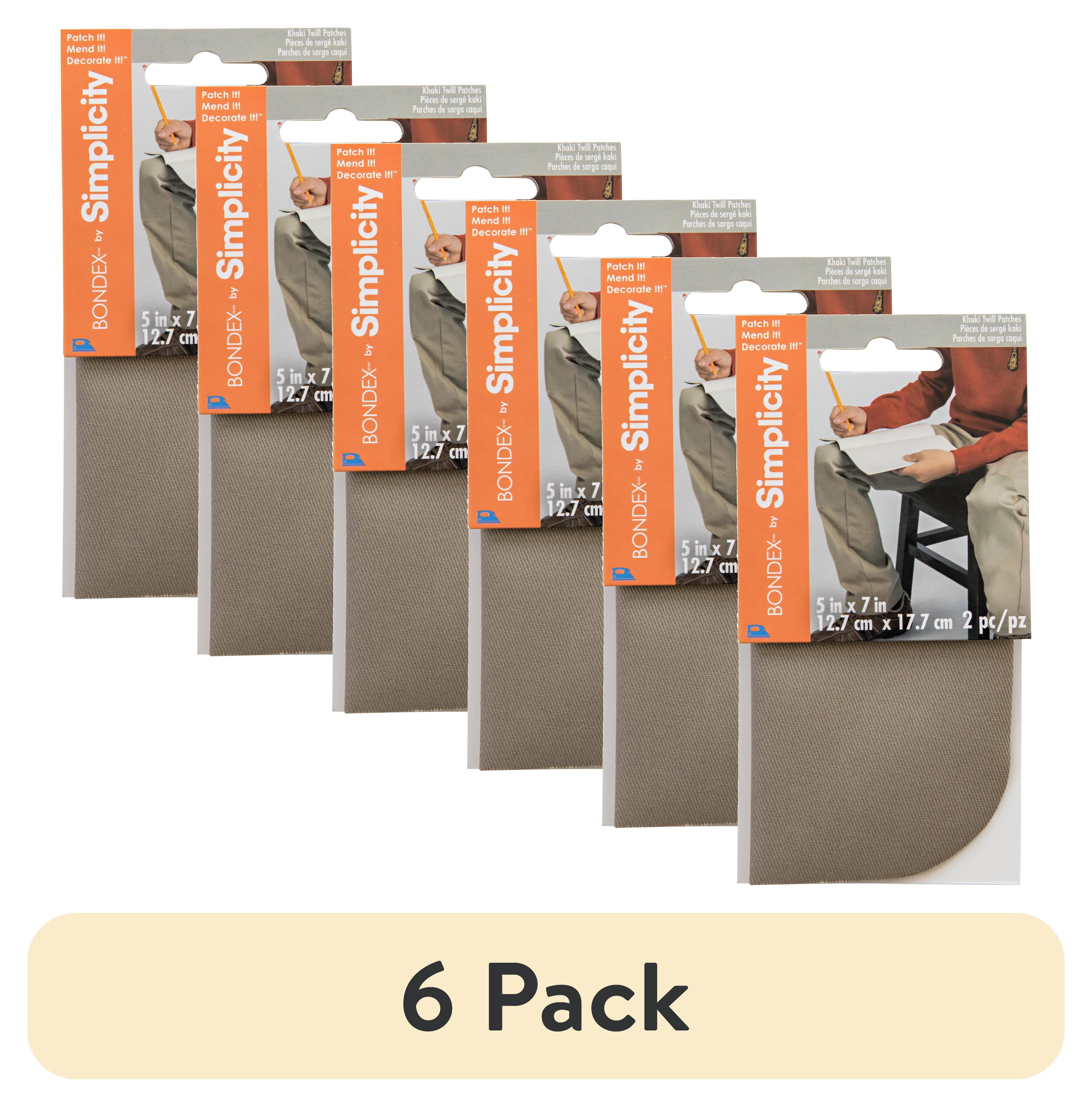(6 pack) Bondex Fabric Iron-On Patches, 5" x 7" Khaki Twill Iron-On Patches, 2 Pieces