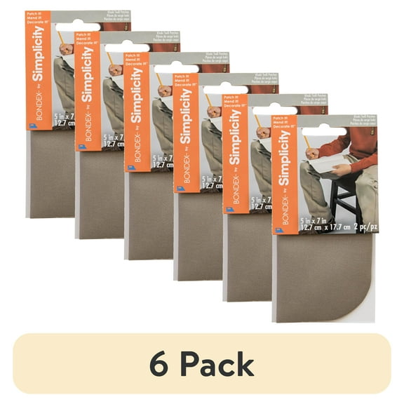 (6 pack) Bondex Fabric Iron-On Patches, 5" x 7" Khaki Twill Iron-On Patches, 2 Pieces