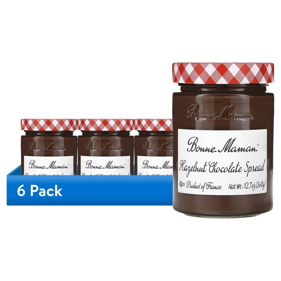 (6 pack) Bonne Maman Hazelnut Chocolate Spread, Smooth & Creamy Nut Butter, 12.7 oz Jar