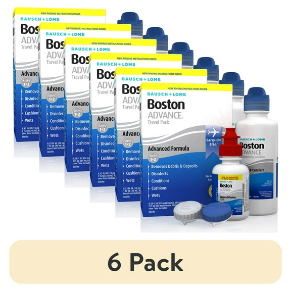 (6 pack) Boston ADVANCE Formula Contact Lens Solution Travel Pack Complete Contact Lens Cleaning and Care Kit for Rigid Gas Permeable Lenses from Bausch + Lomb