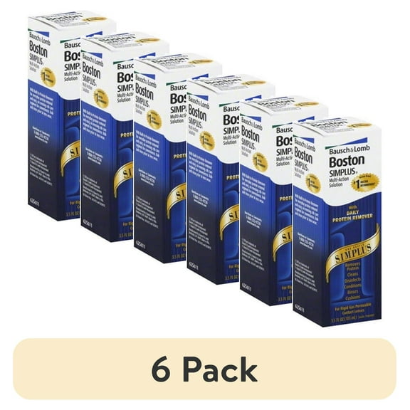 (6 pack) Boston Simplus Multi-Action Solution With Daily Protein Remover # 424 - 3.5 Oz