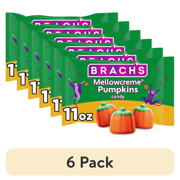 (6 pack) Brach's Mellowcreme Pumpkins Candy, Halloween Candy, Fall Treats, 11 Ounce Bag