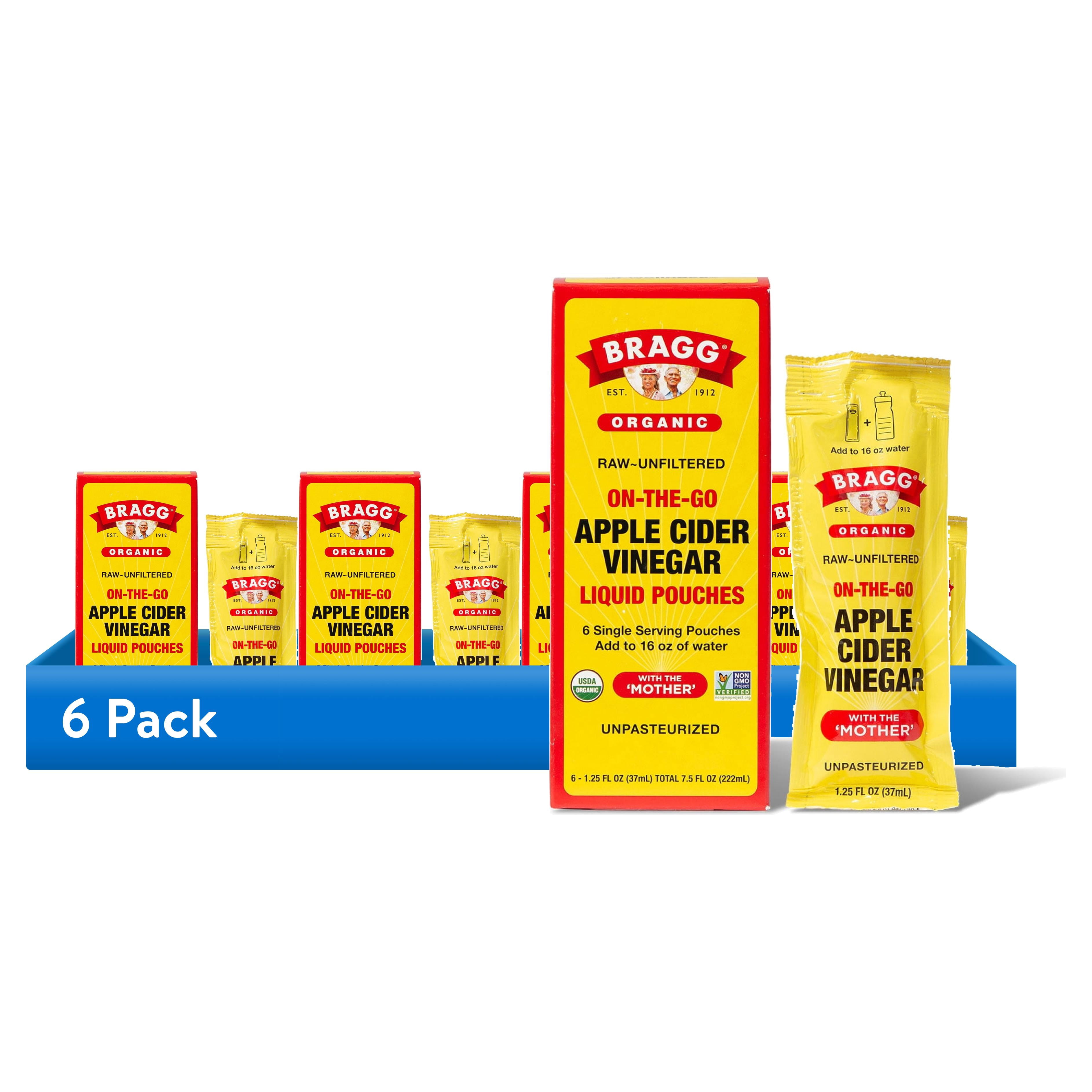(6 pack) Bragg On-the-Go Organic Apple Cider Vinegar Pouches, 1.25 fl oz, 6 Count