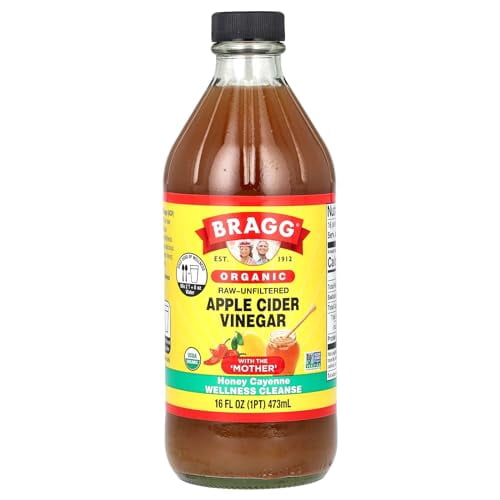 (6 pack) Bragg Organic Apple Cider Vinegar Honey Cayenne Wellness Cleanse, Raw and Unfiltered, 16 fl oz