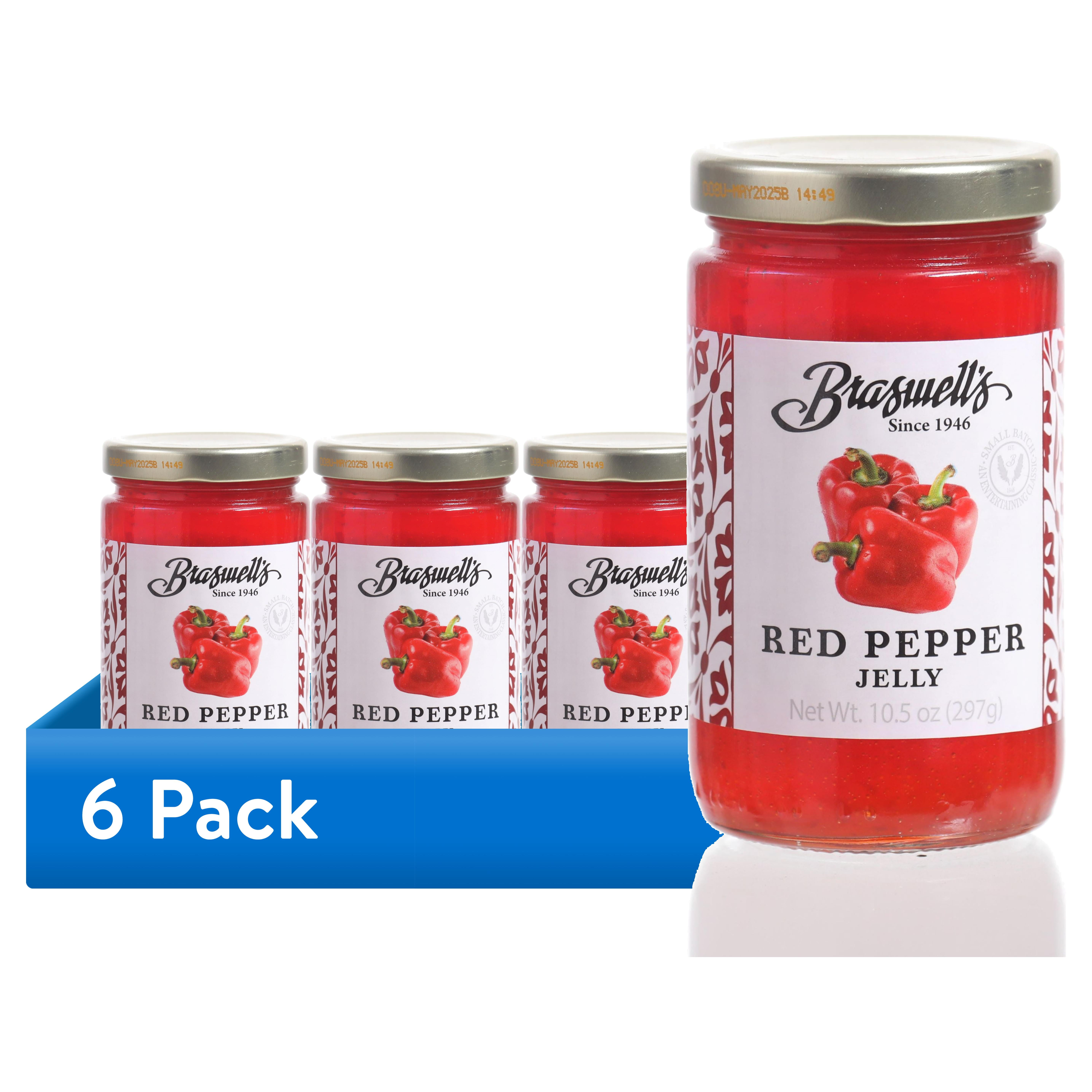 (6 pack) Braswell Red Pepper Jelly Spread, 10.5 oz Glass Jar