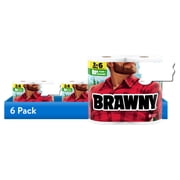 6 pack Brawny Tear-A-Square 3-Ply Strong Paper Towels, 2 Triple Rolls, 114 Sheets per Roll