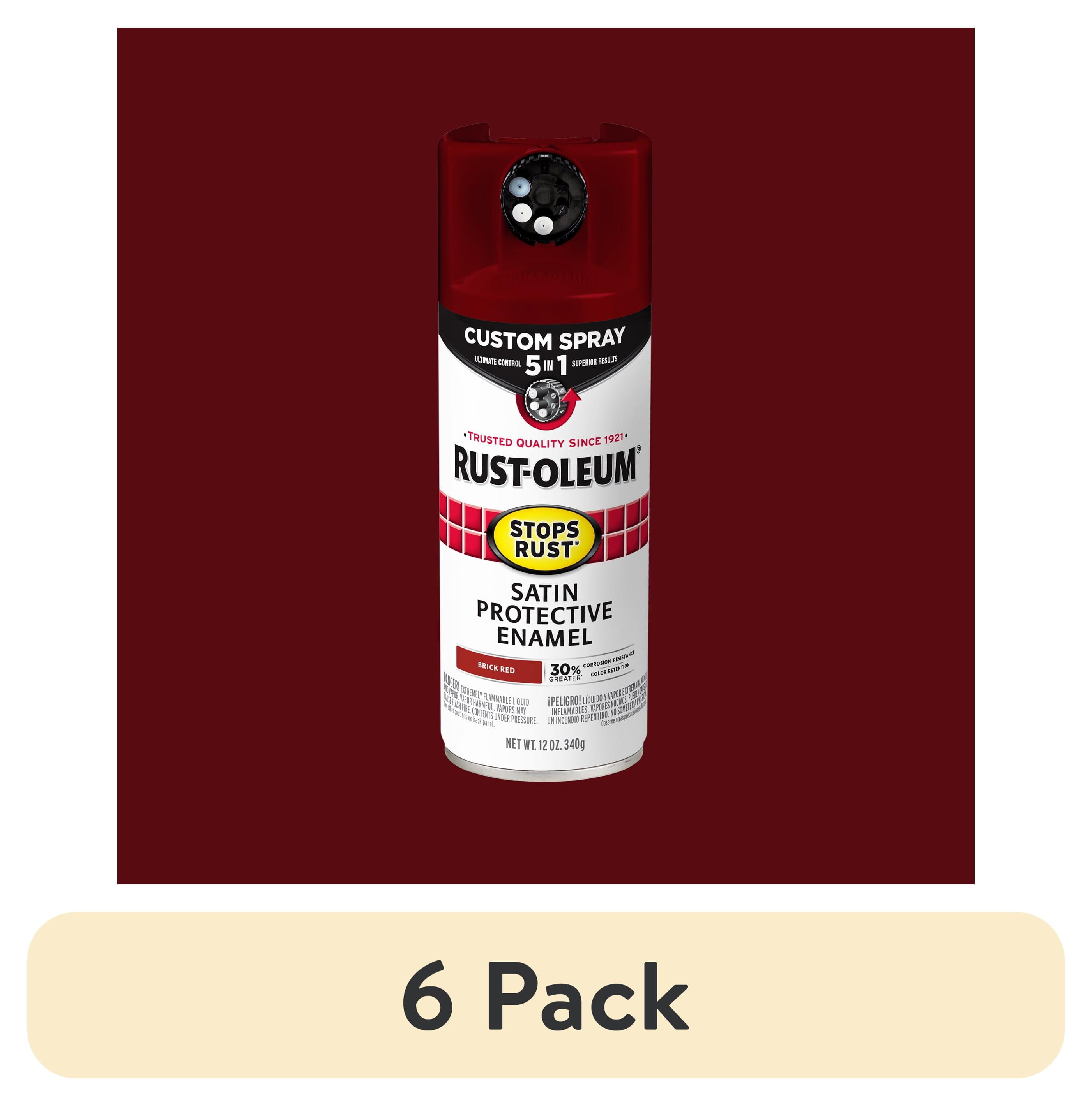 6 pack) Brick Red, Rust-Oleum Stops Rust Custom Sprays 5 in 1