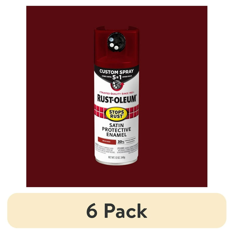 6 pack) Brick Red, Rust-Oleum Stops Rust Custom Sprays 5 in 1