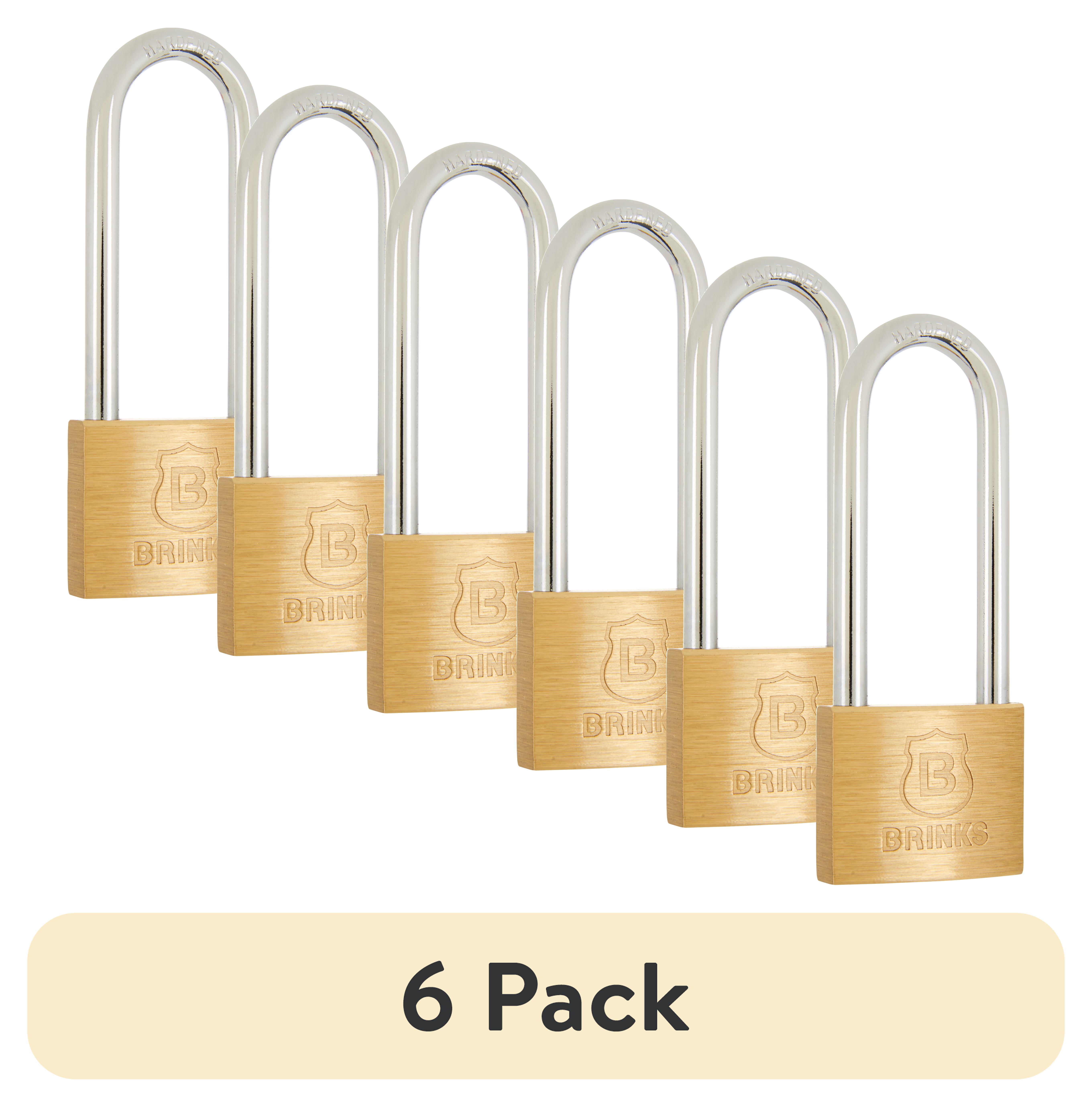 (6 pack) Brink's 40mm Long Shackle Solid Brass Padlock