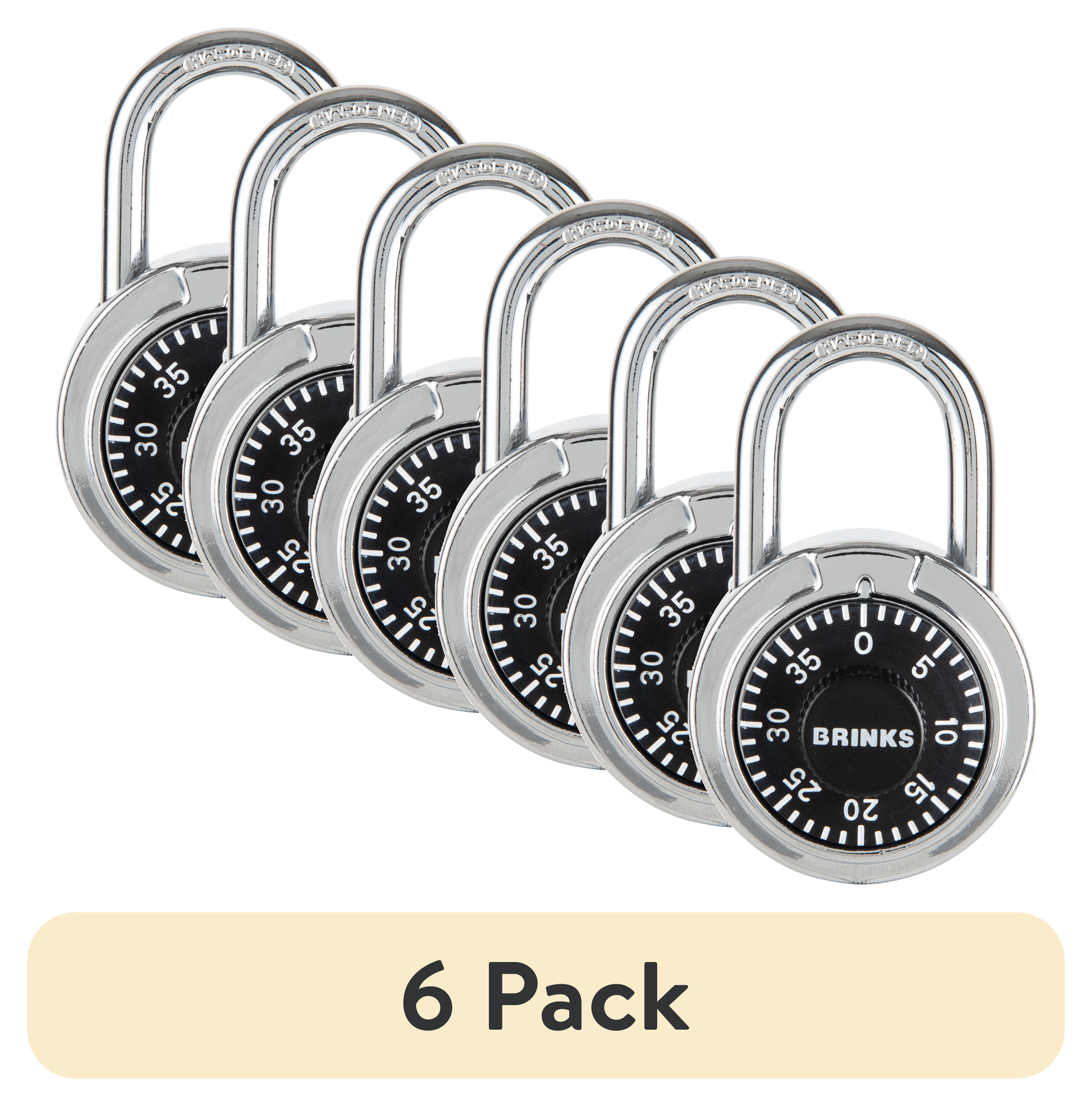 (6 pack) Brinks 50mm Steel Dial Combination Padlock with 1in Shackle