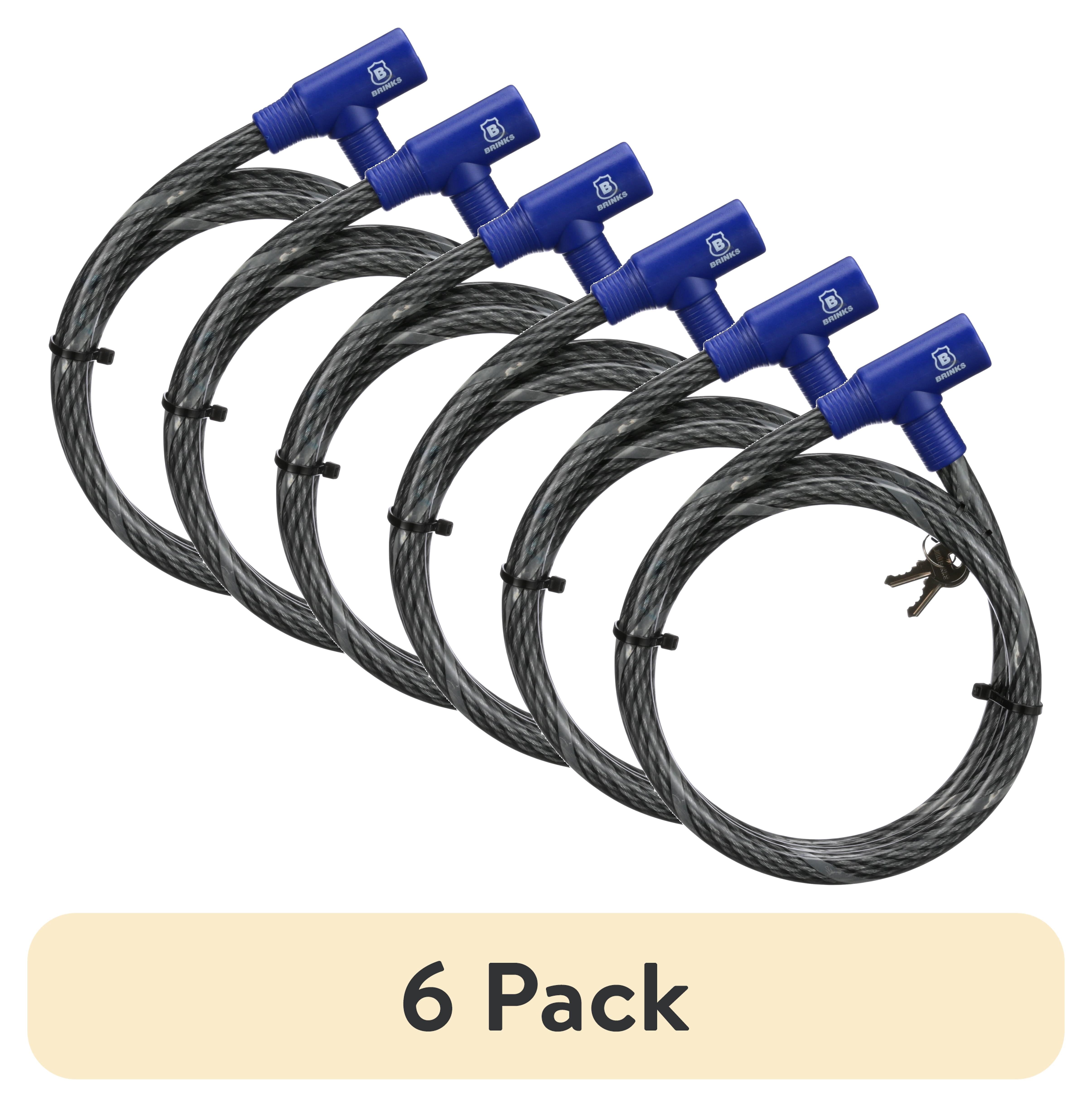 (6 pack) Brinks Covered 5/8in x 6ft Flexible Steel Keyed Cable Lock