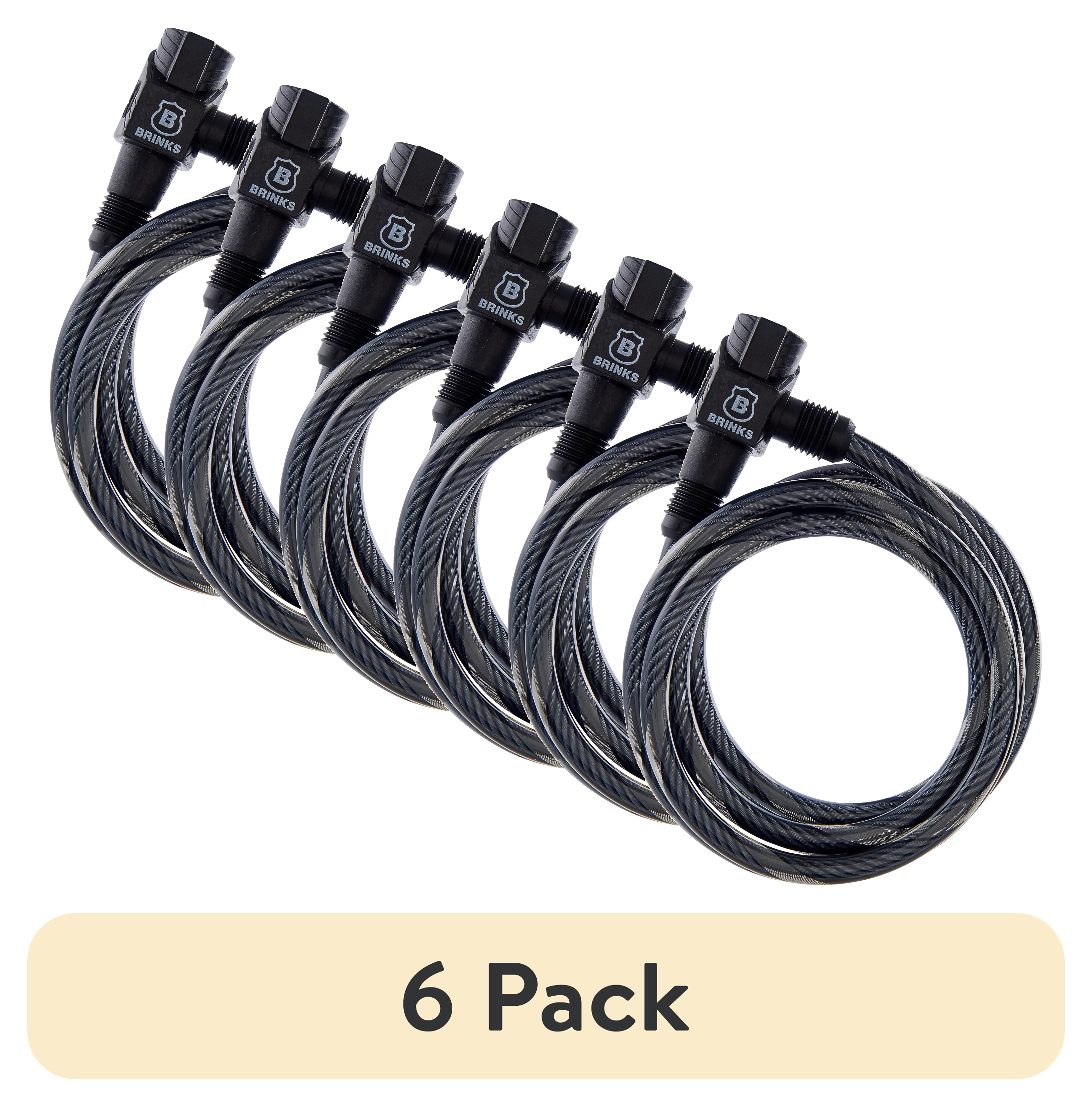 (6 pack) Brinks Covered Steel 3/8in x 6ft Keyed Bicycle Cable Lock