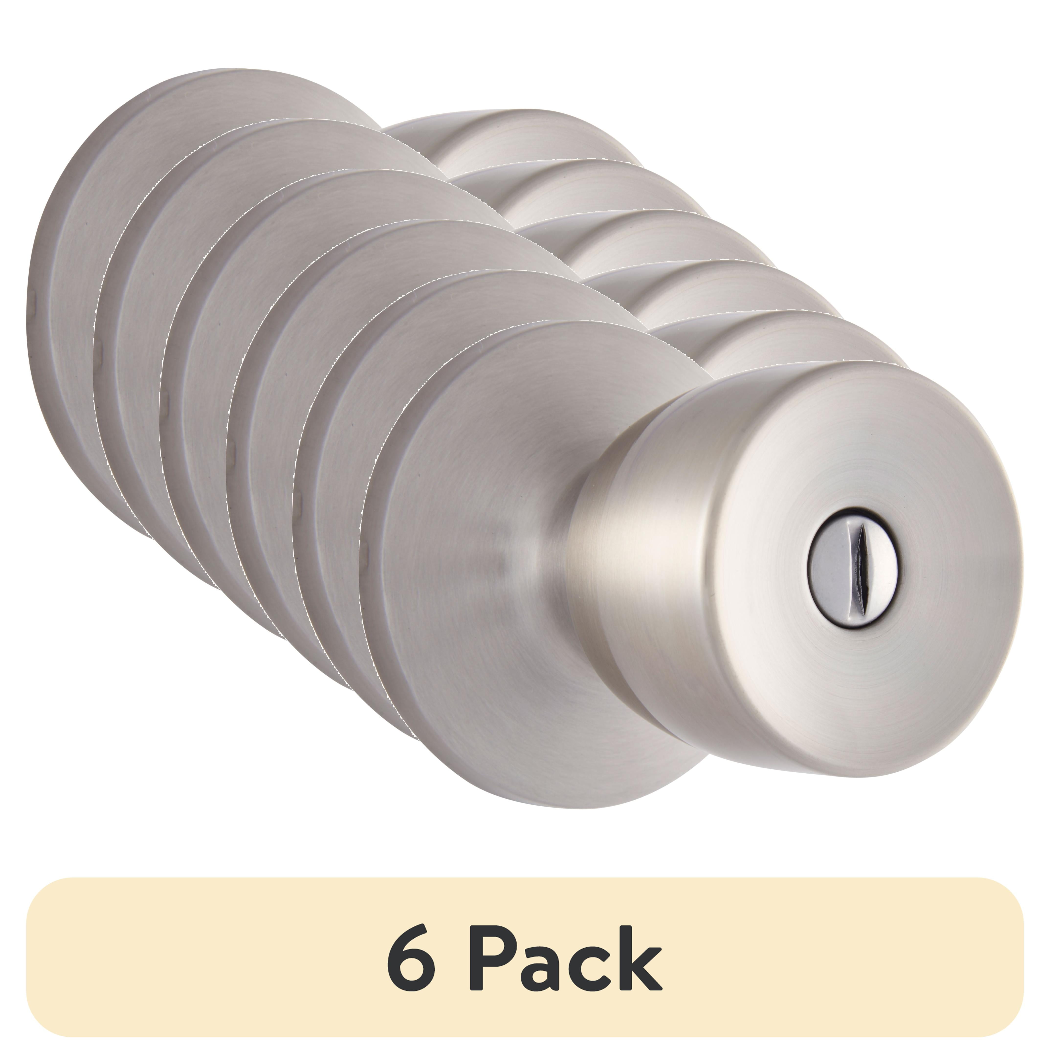 (6 pack) Brink's Privacy Bed/Bath Tulip Style Doorknob, Satin Nickel Finish