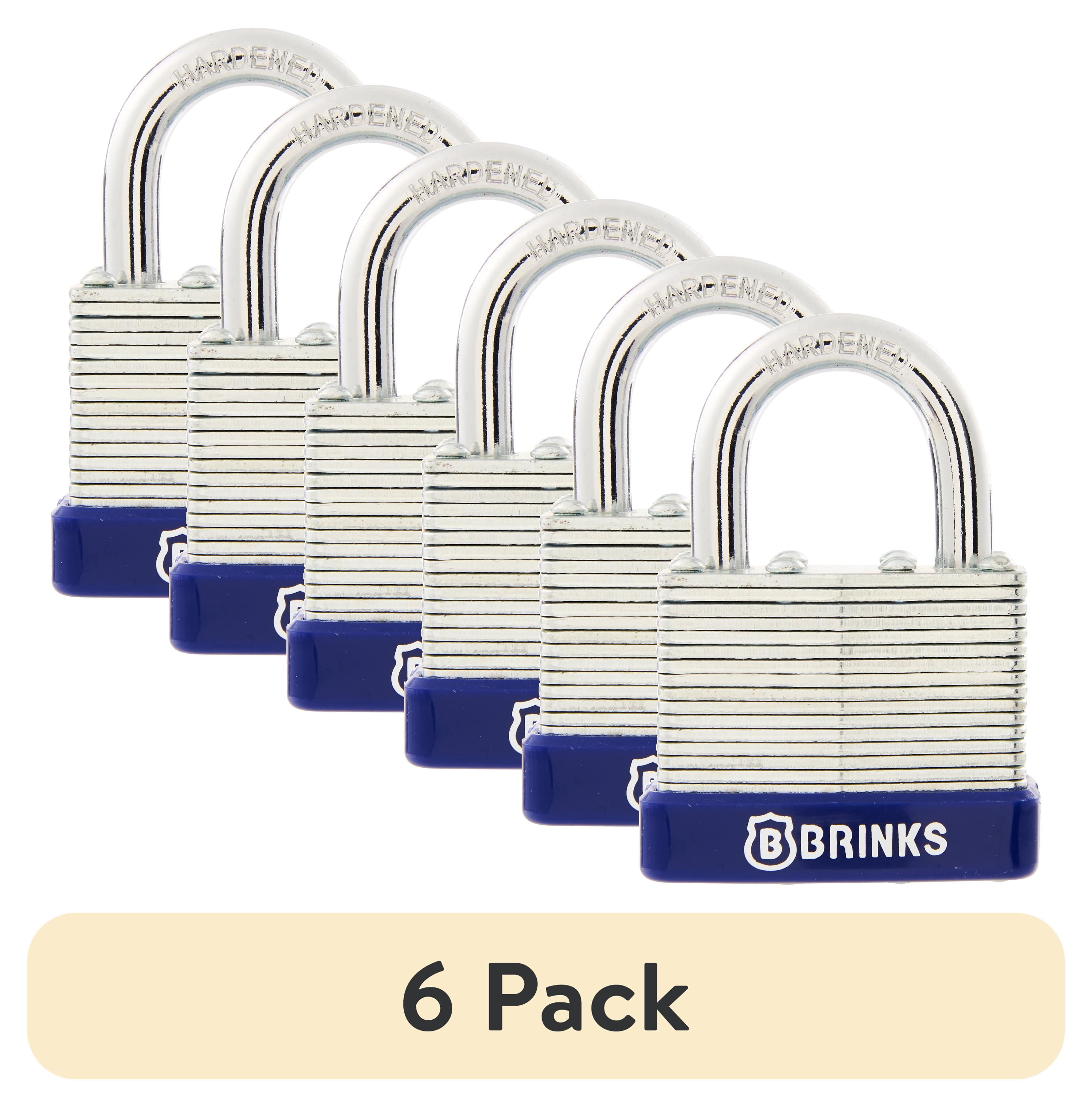 (6 pack) Brinks Laminated Steel 40mm Keyed Padlock with 7/8in Shackle, 2 pack