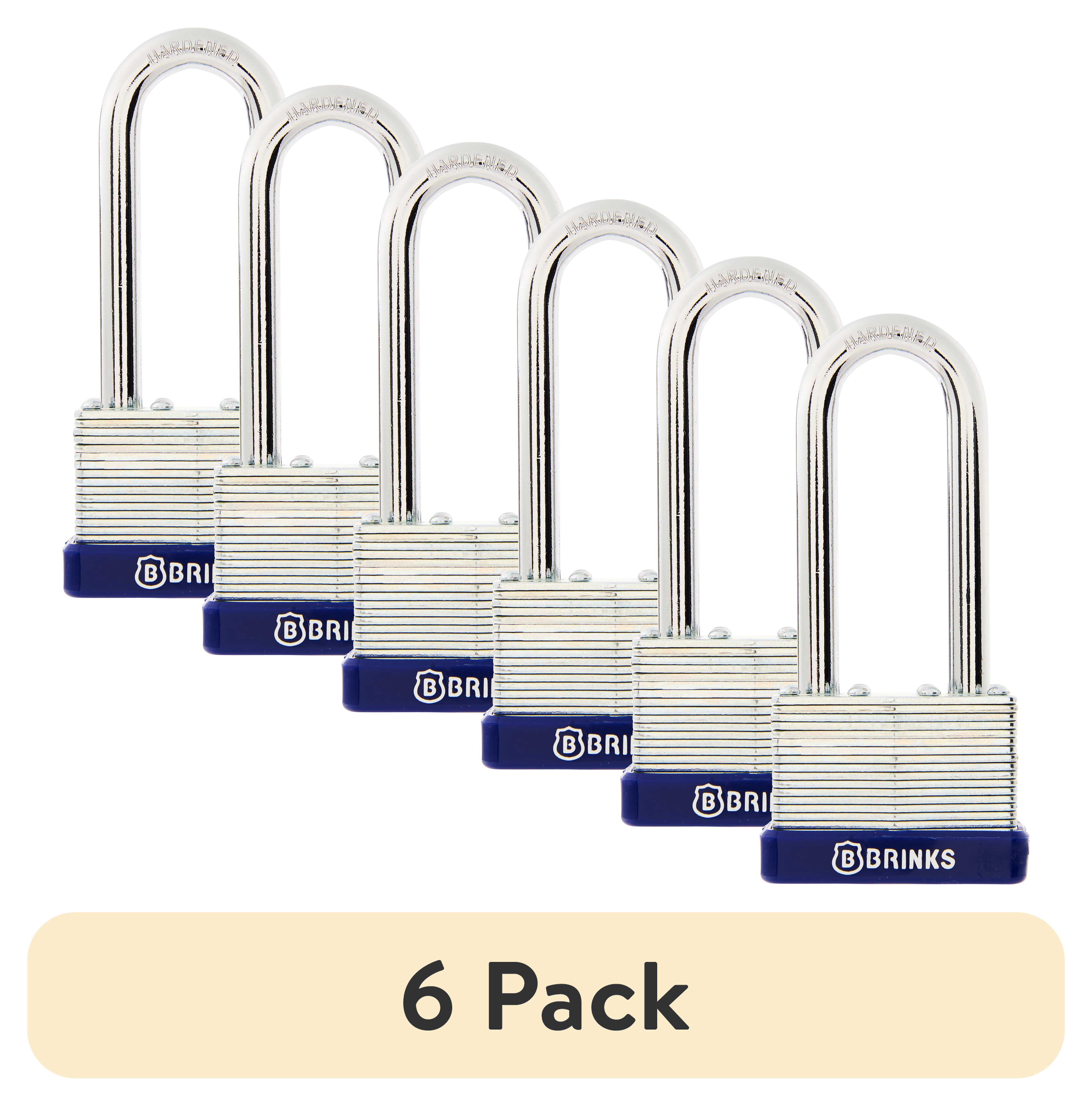 (6 pack) Brinks Laminated Steel 44mm Keyed Padlock with 2 1/2in Shackle