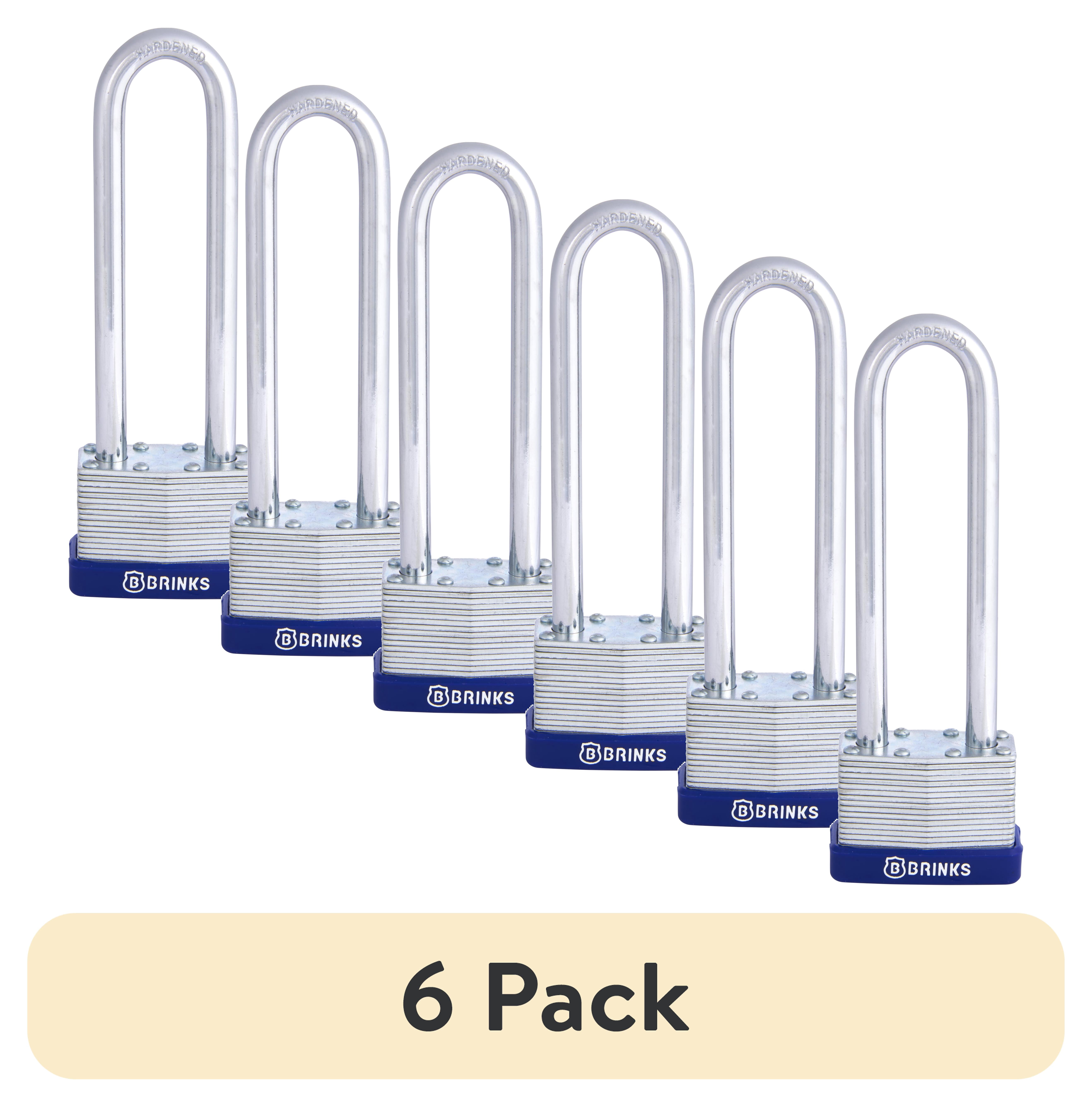 (6 pack) Brinks Laminated Steel 44mm Keyed Padlock with 4in Shackle