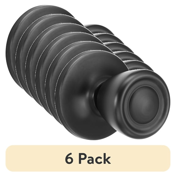 (6 pack) Brinks Non-Locking Passage Tulip Style Doorknob, Matte Black Finish