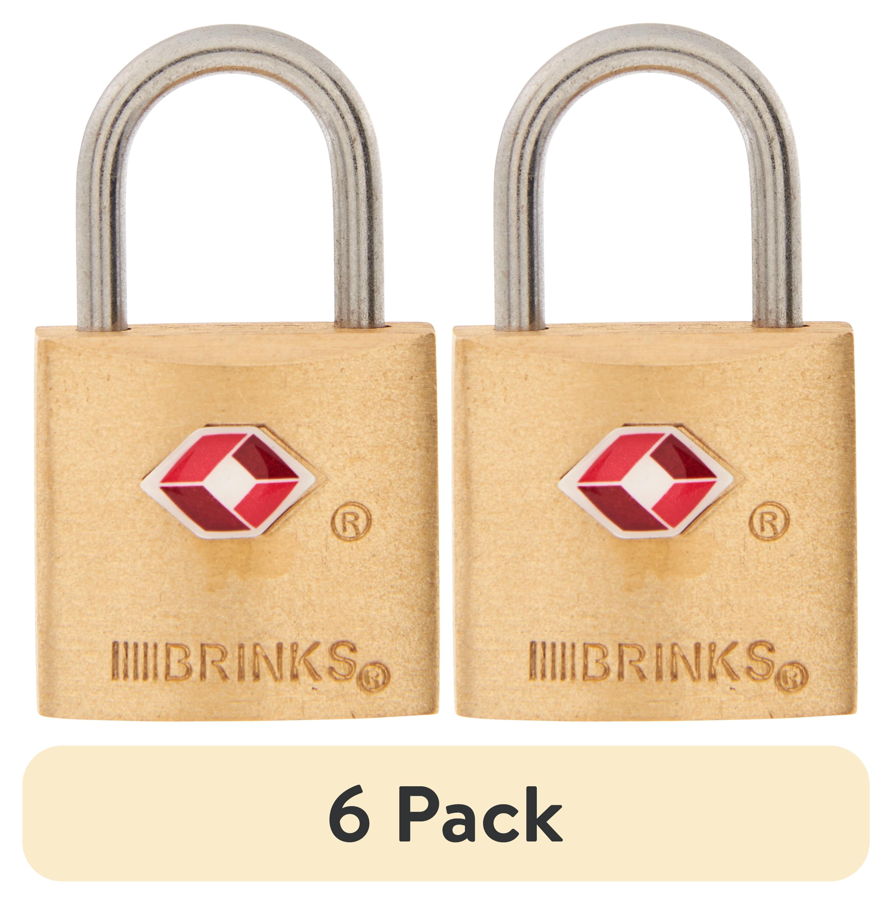 (6 pack) Brinks Solid Brass 22mm TSA Travel Keyed Padlock with 1/2in Shackle, 2 pack
