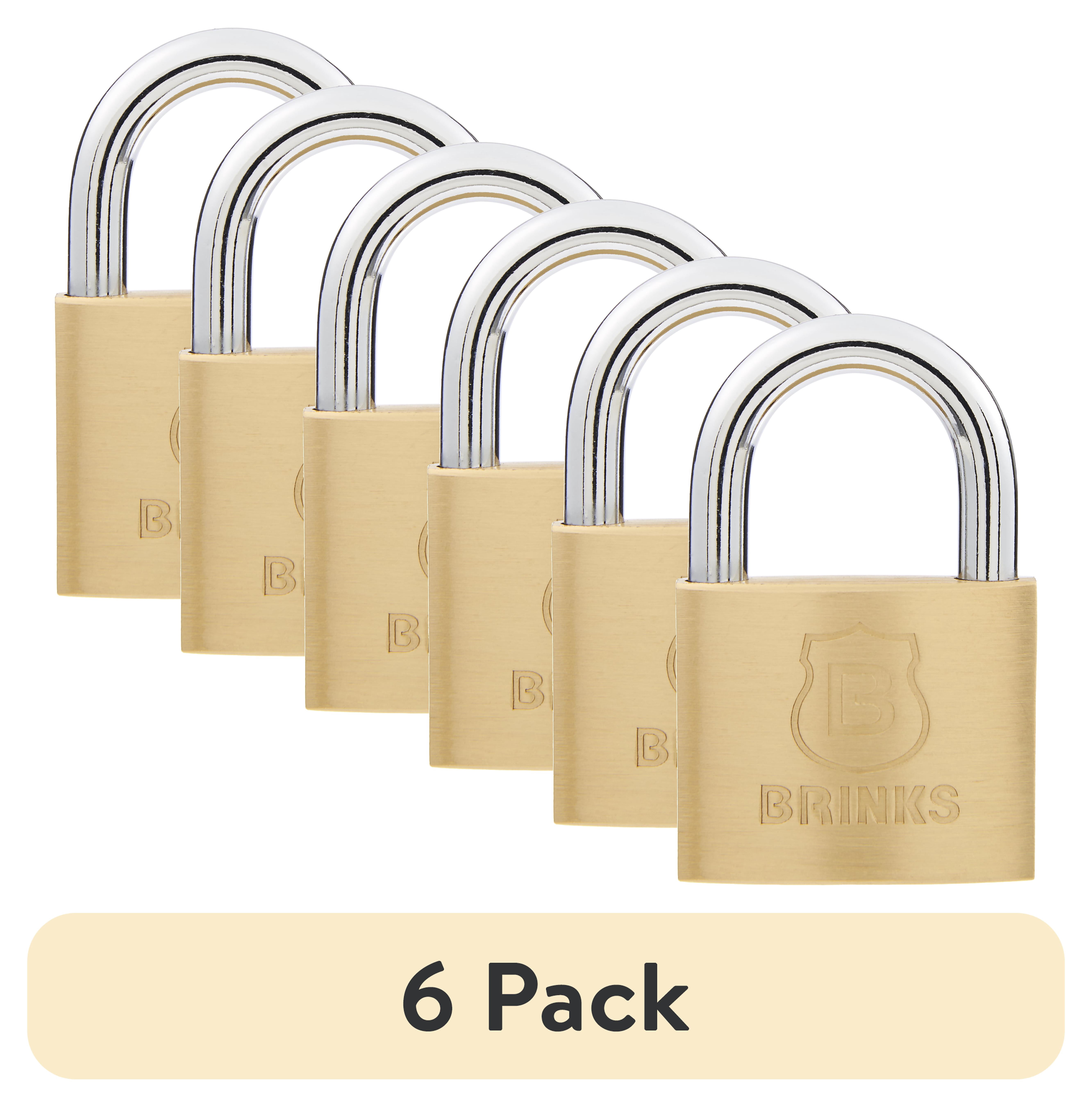 (6 pack) Brinks Solid Brass 40mm Keyed Padlock with 7/8in Shackle