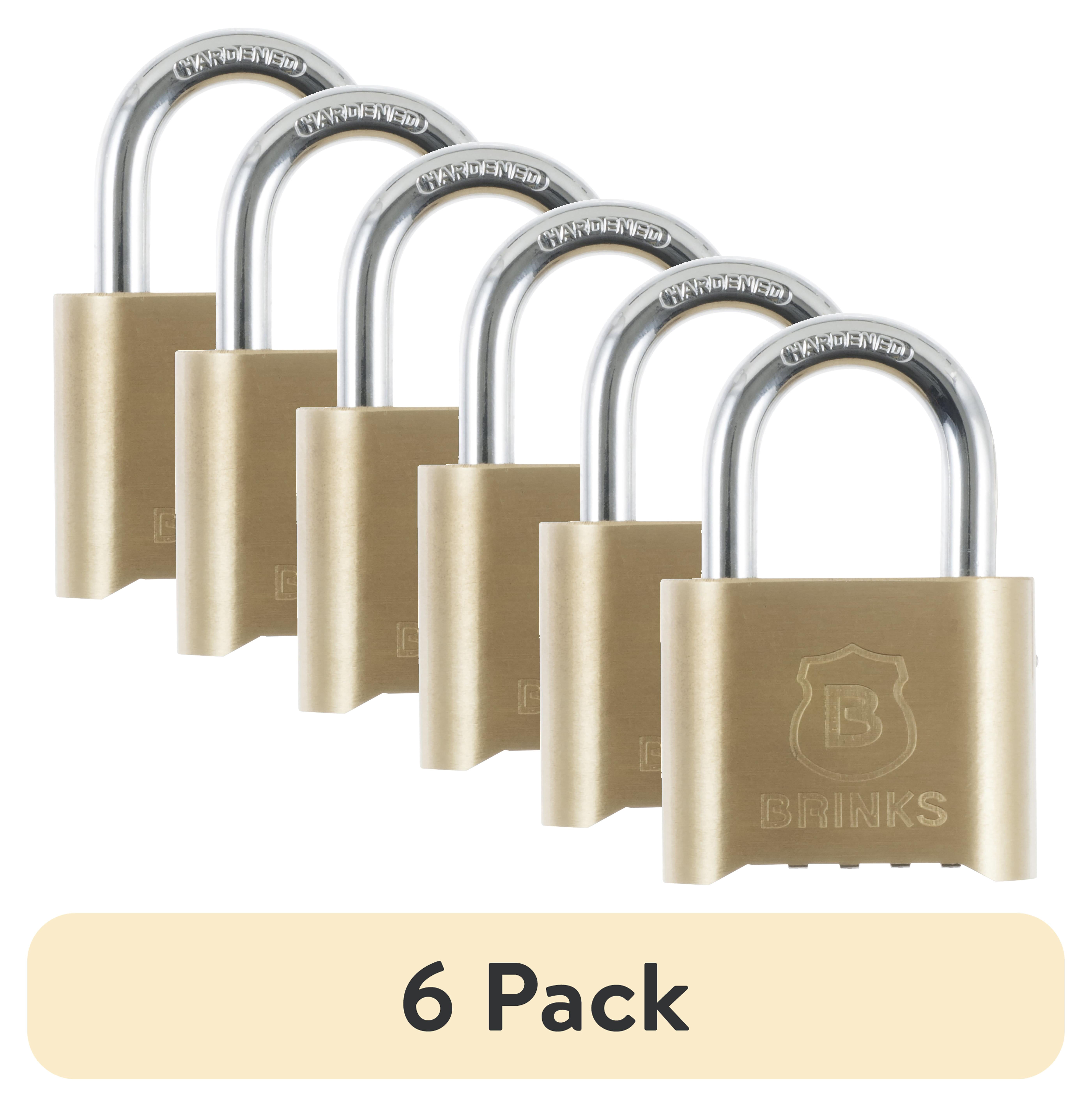 (6 pack) Brinks Solid Brass 50mm Resettable Combination Padlock with 1in Shackle