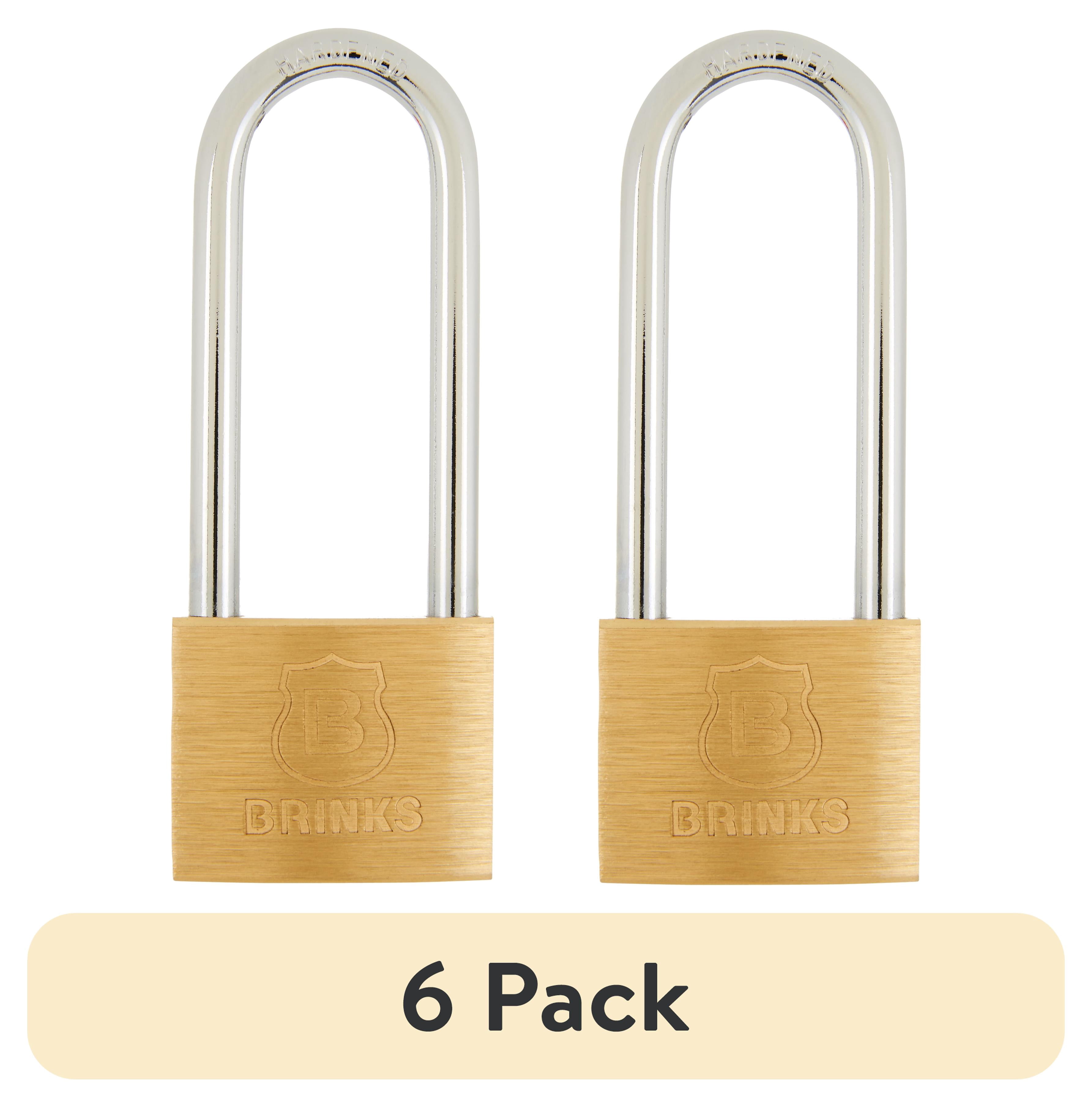 (6 pack) Brinks Solid Brass Padlock 40mm Body with 2-1/2 inch Long Shackle, 2 pack