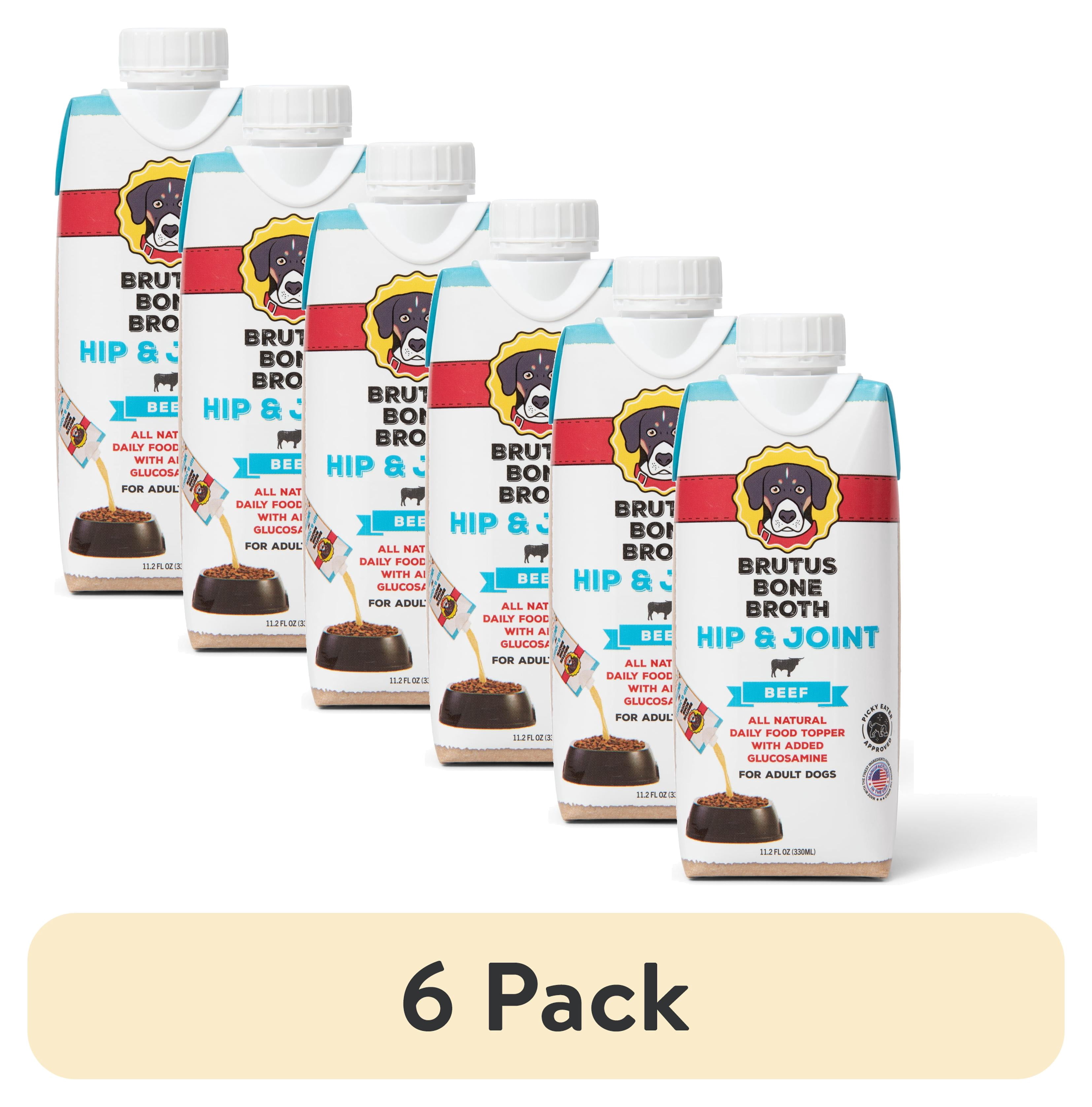 (6 pack) Brutus Beef Flavor Bone Broth Liquid Dog Food Topper, 11.2 fl oz