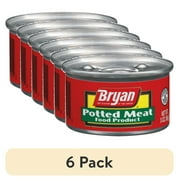 (6 pack) Bryan Potted Meat, Made with Chicken, Beef, and Pork, Convenient Pull-Top Shelf Stable Can, 3 oz