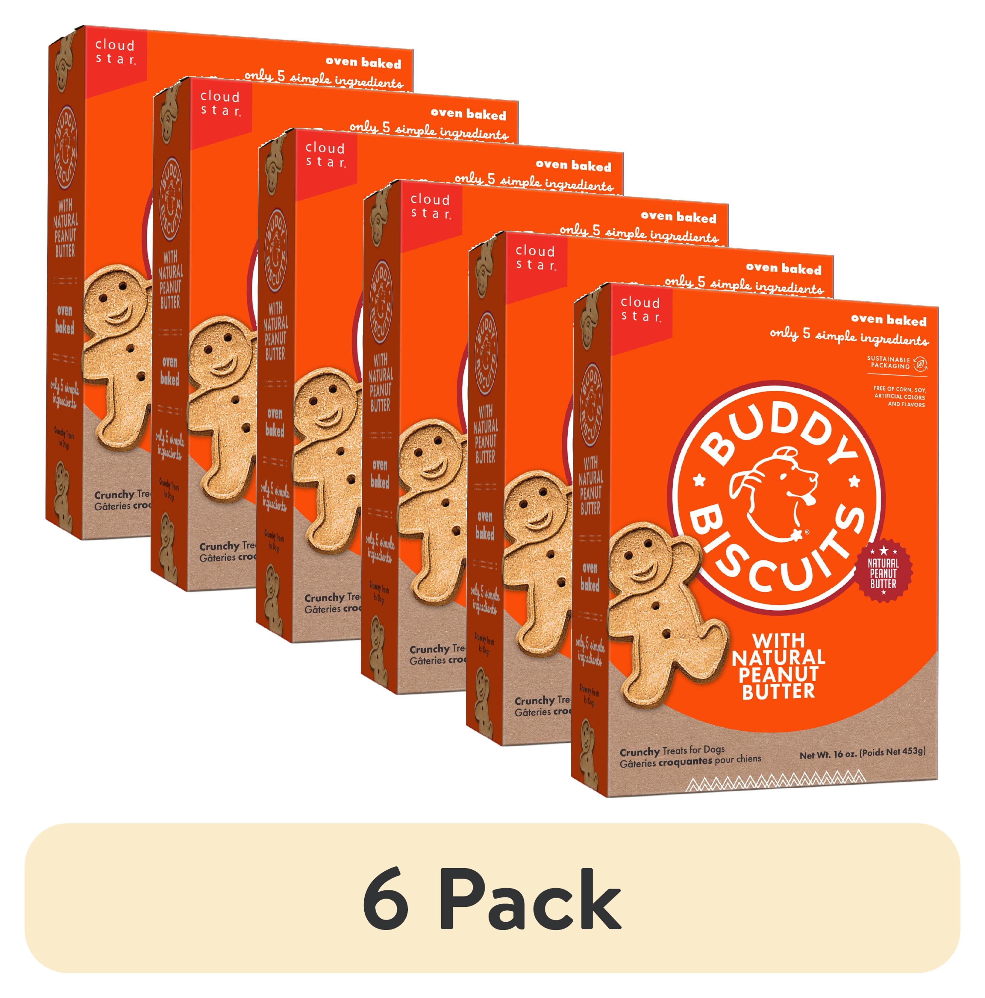(6 pack) Buddy Biscuits Crunchy Dog Treats, Peanut Butter, 16 oz. Box
