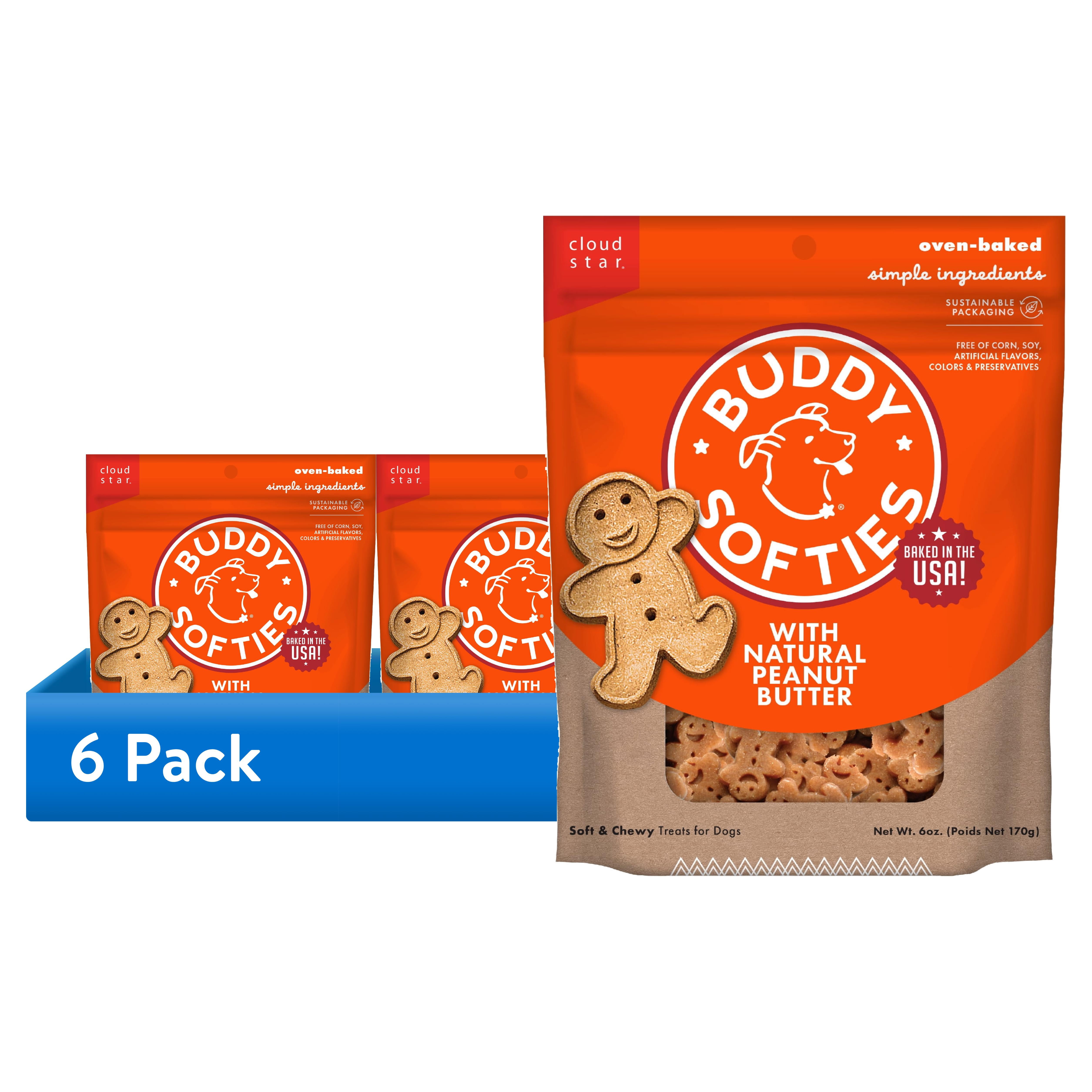 (6 pack) Buddy Biscuit Softies 6 oz. Bag, Soft & Chewy, Natural Peanut Butter Flavor Dog Treats, Oven