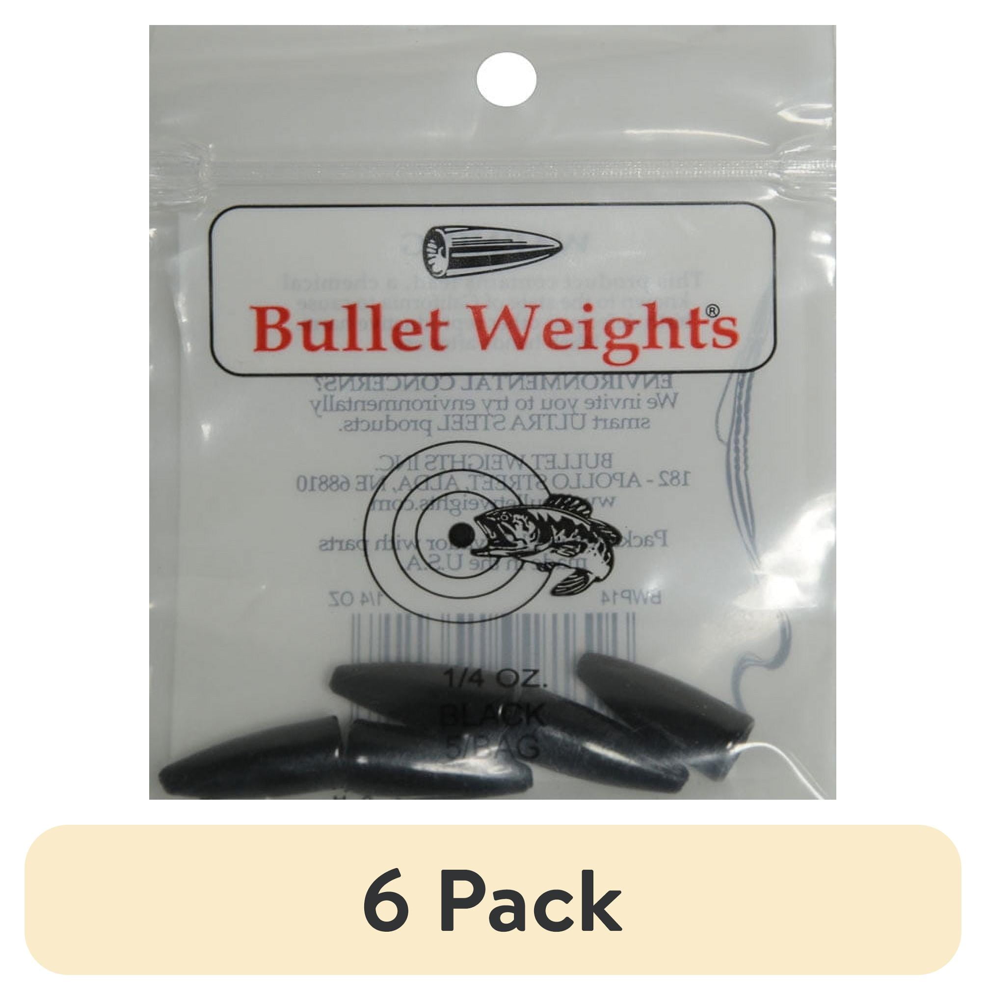 (6 pack) Bullet Weights 1/4 oz Worm Weight Black