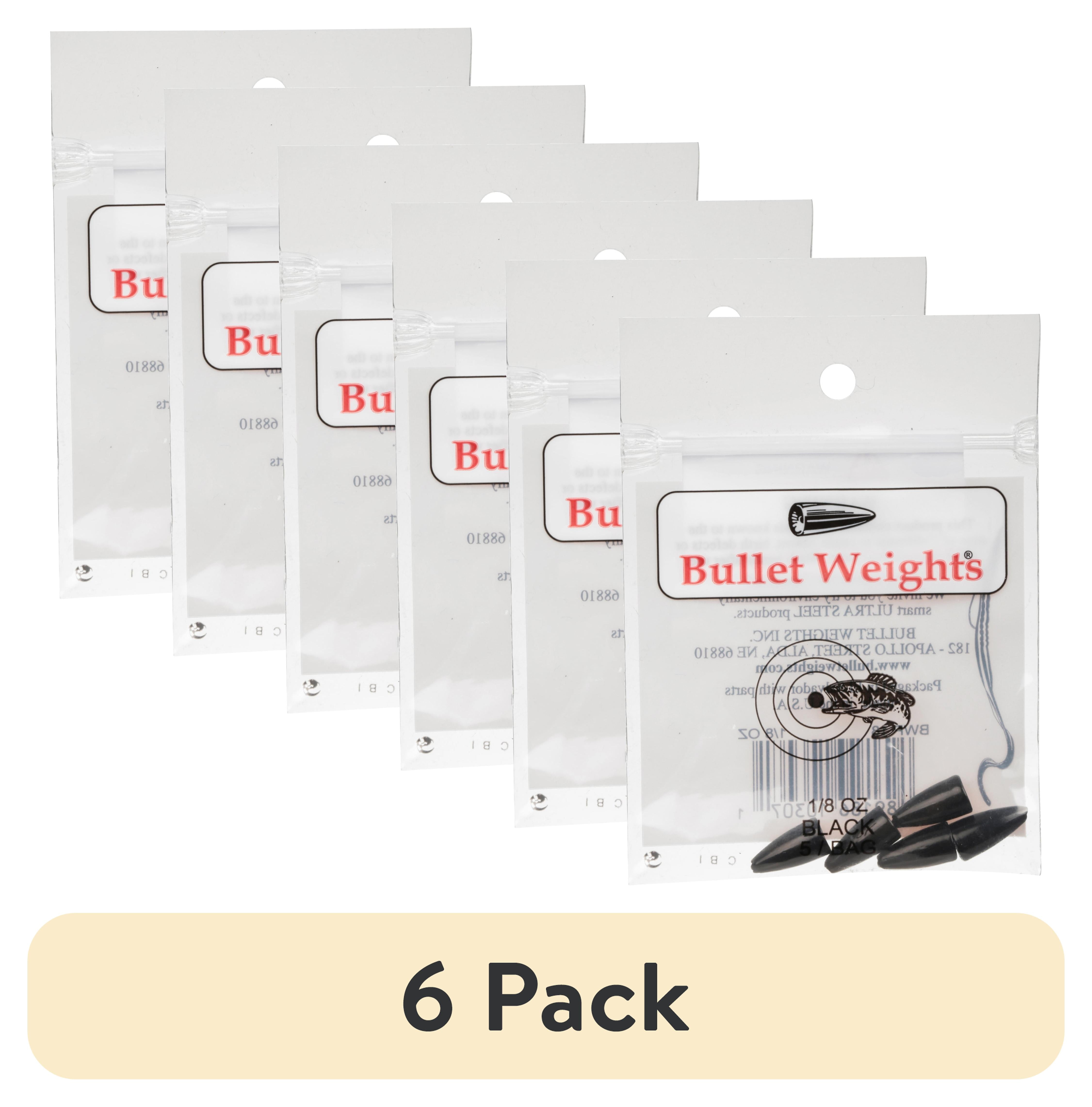(6 pack) Bullet Weights 1/8 oz Worm Weight Black