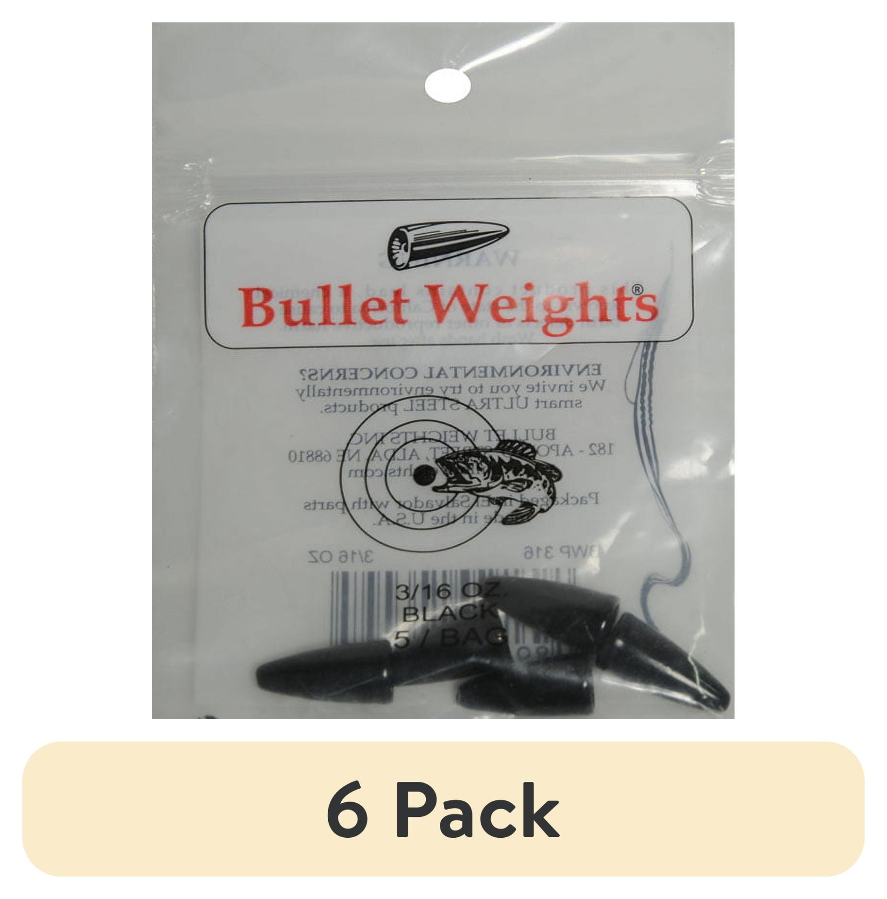 (6 pack) Bullet Weights 3/16 oz Worm Weight Black