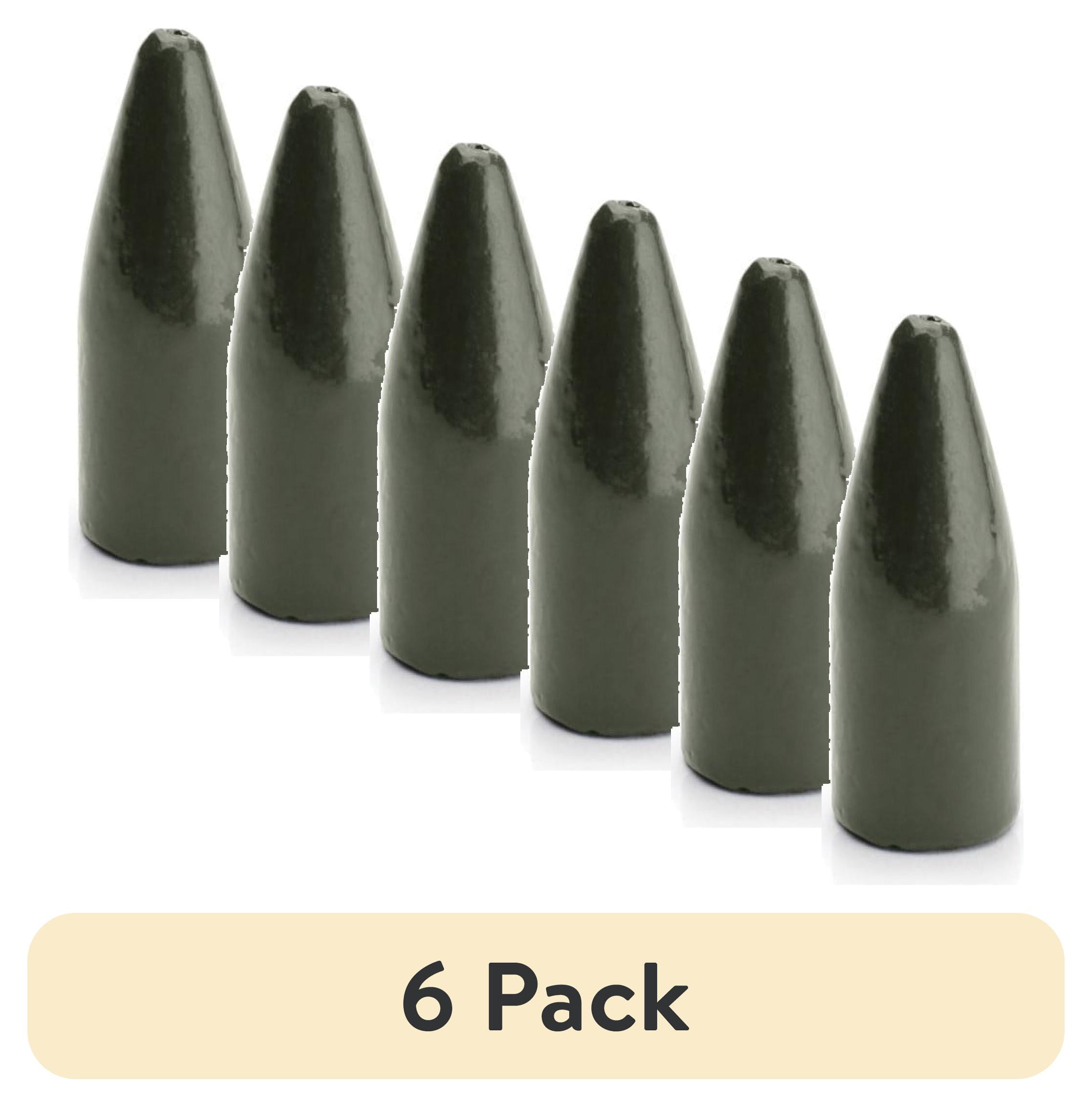 (6 pack) Bullet Weights 3/16 oz Worm Weight Green Pumpkin