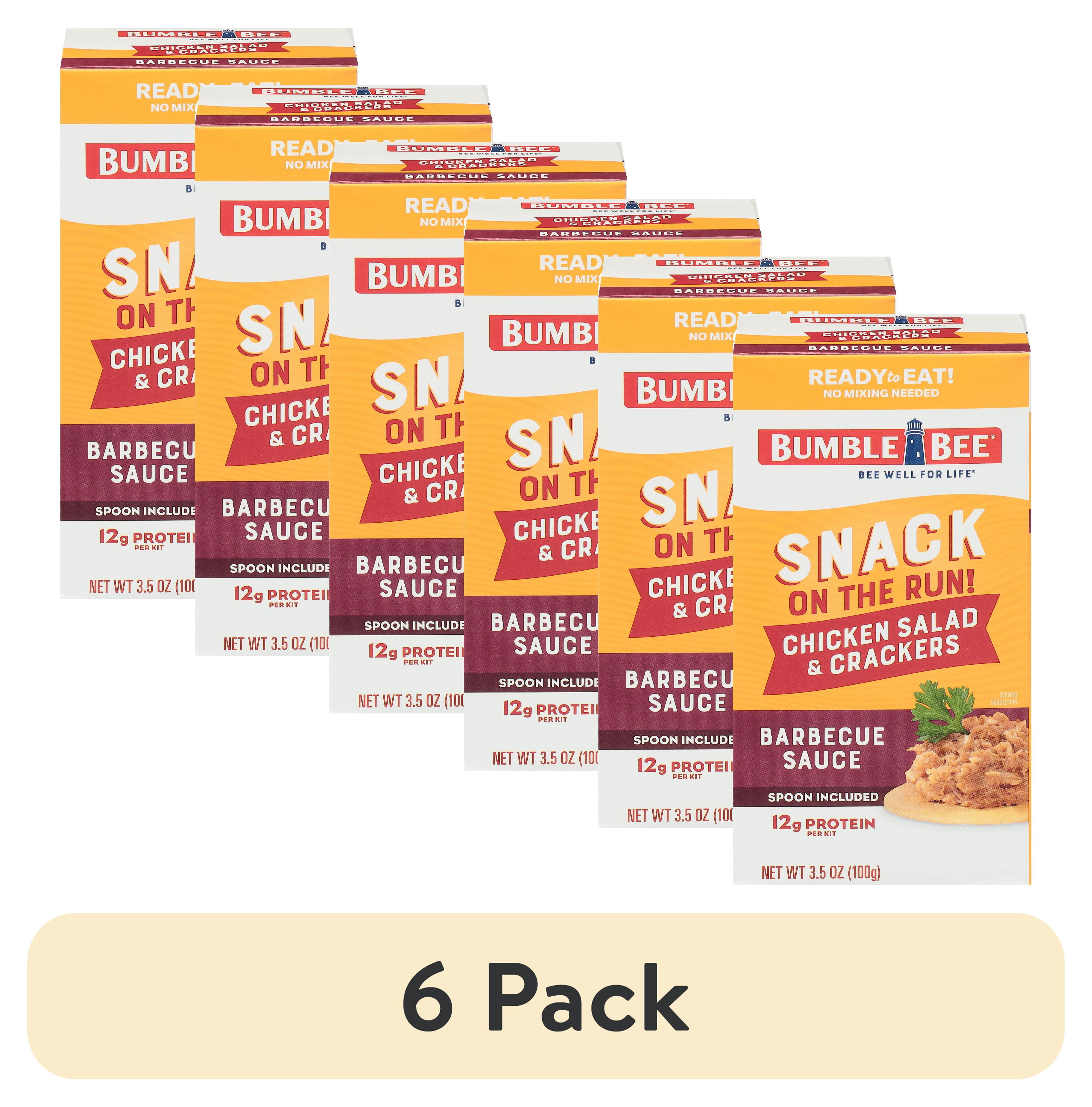 (6 pack) Bumble Bee Snack on The Run Barbecue Flavored Chicken Salad and Crackers Kit, Ready to Eat, Shelf Stable Box, 3.5 oz