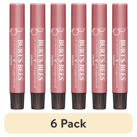 (6 pack) Burt's Bees Peony Lip Shimmer, 1-Pack, 0.09 oz.