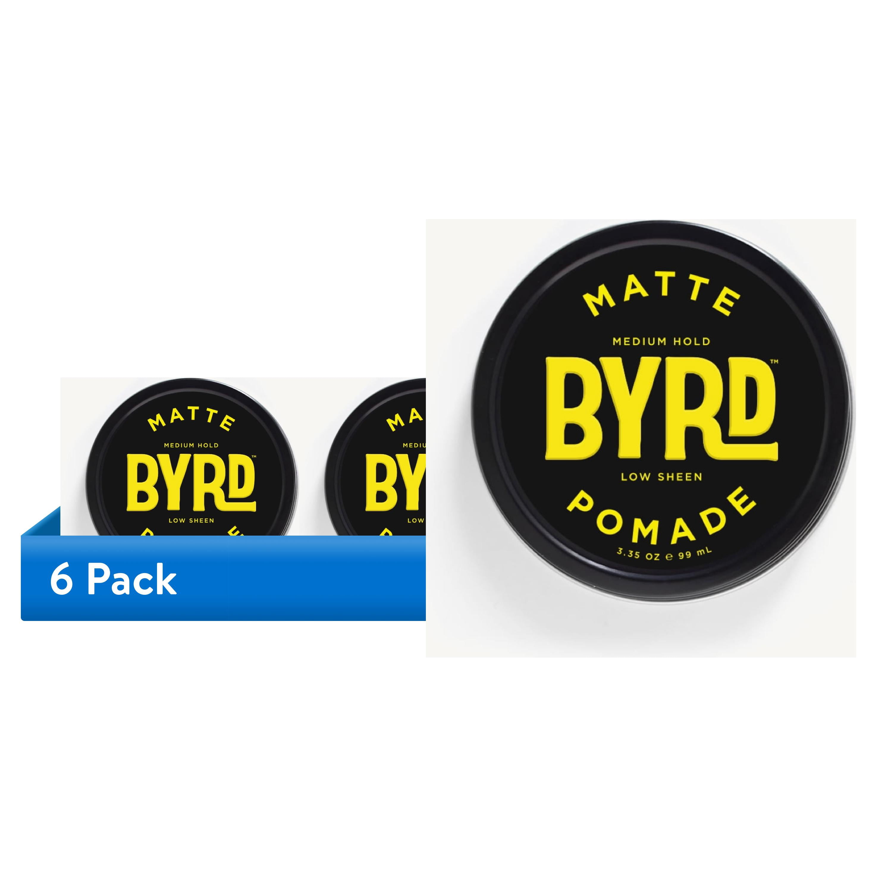 (6 pack) Byrd Matte Pomade Medium Hold Low Sheen Tin Case- 3.35oz