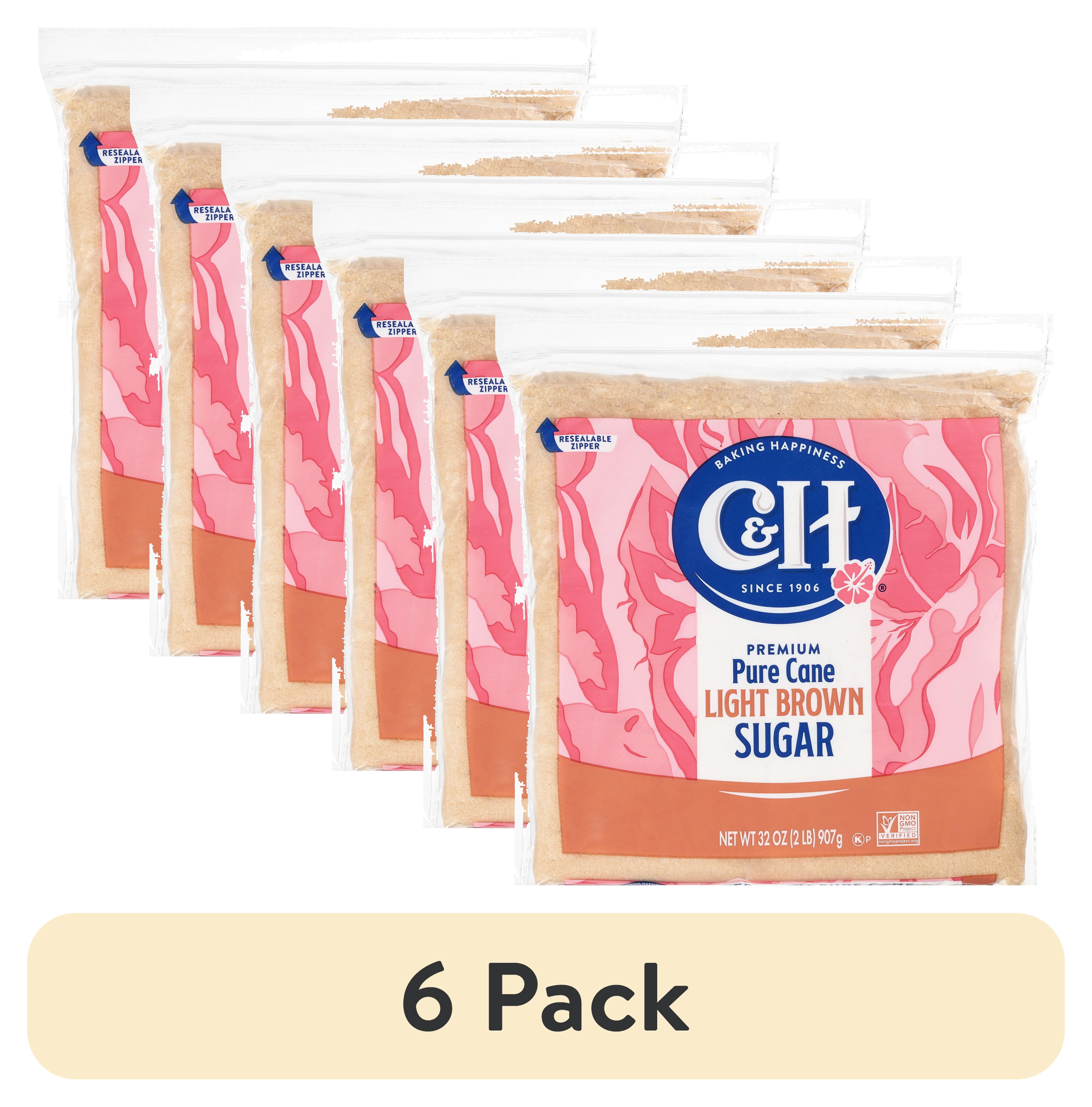 2 pack) C&H Premium Pure Cane Light Brown Sugar 2 lb. Zipper-Pak