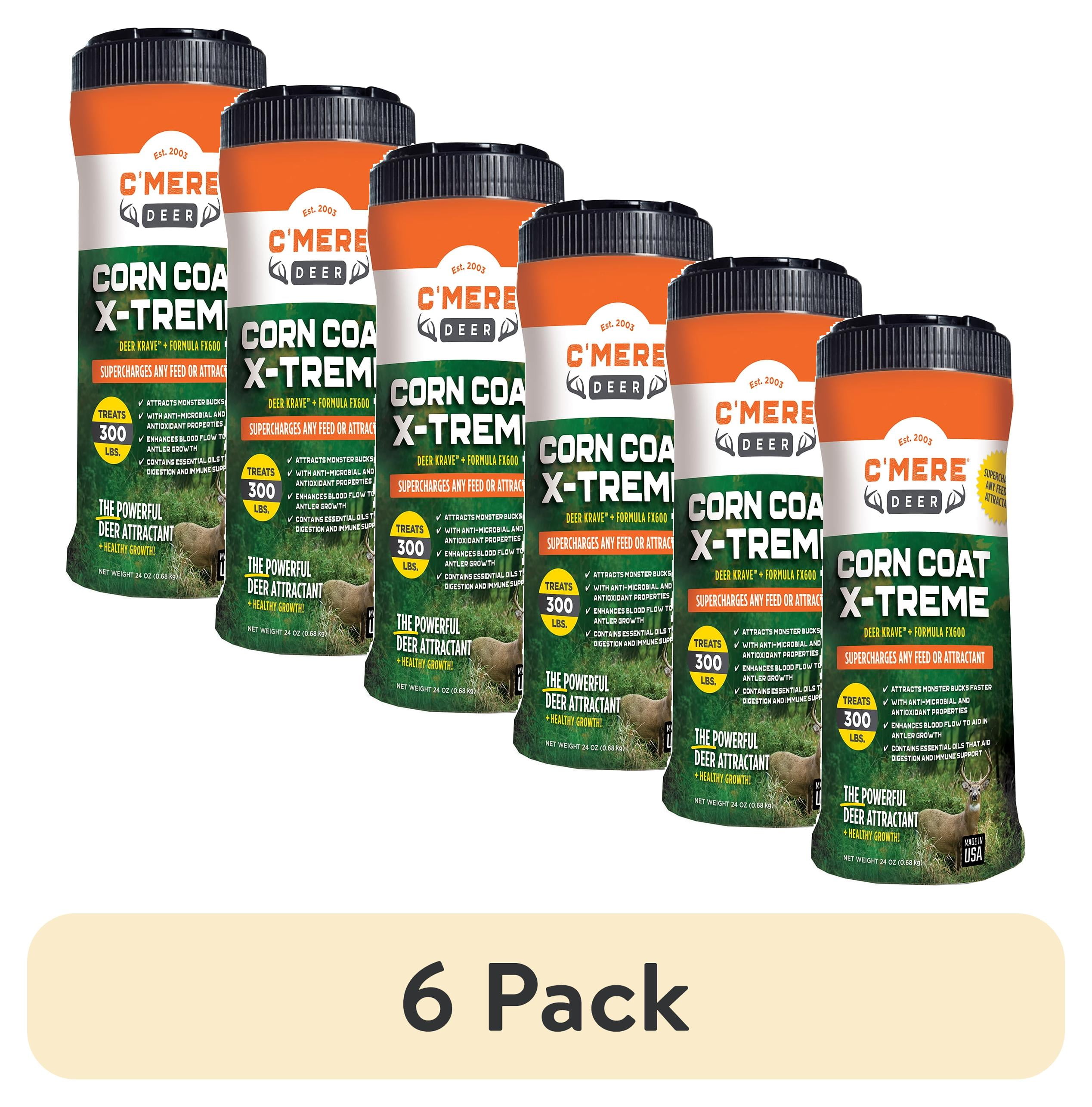 (6 pack) C'Mere Deer Corn Coat X-Treme Deer Attractant, 24 oz – FX600 + Deer Krave Enhanced Formula