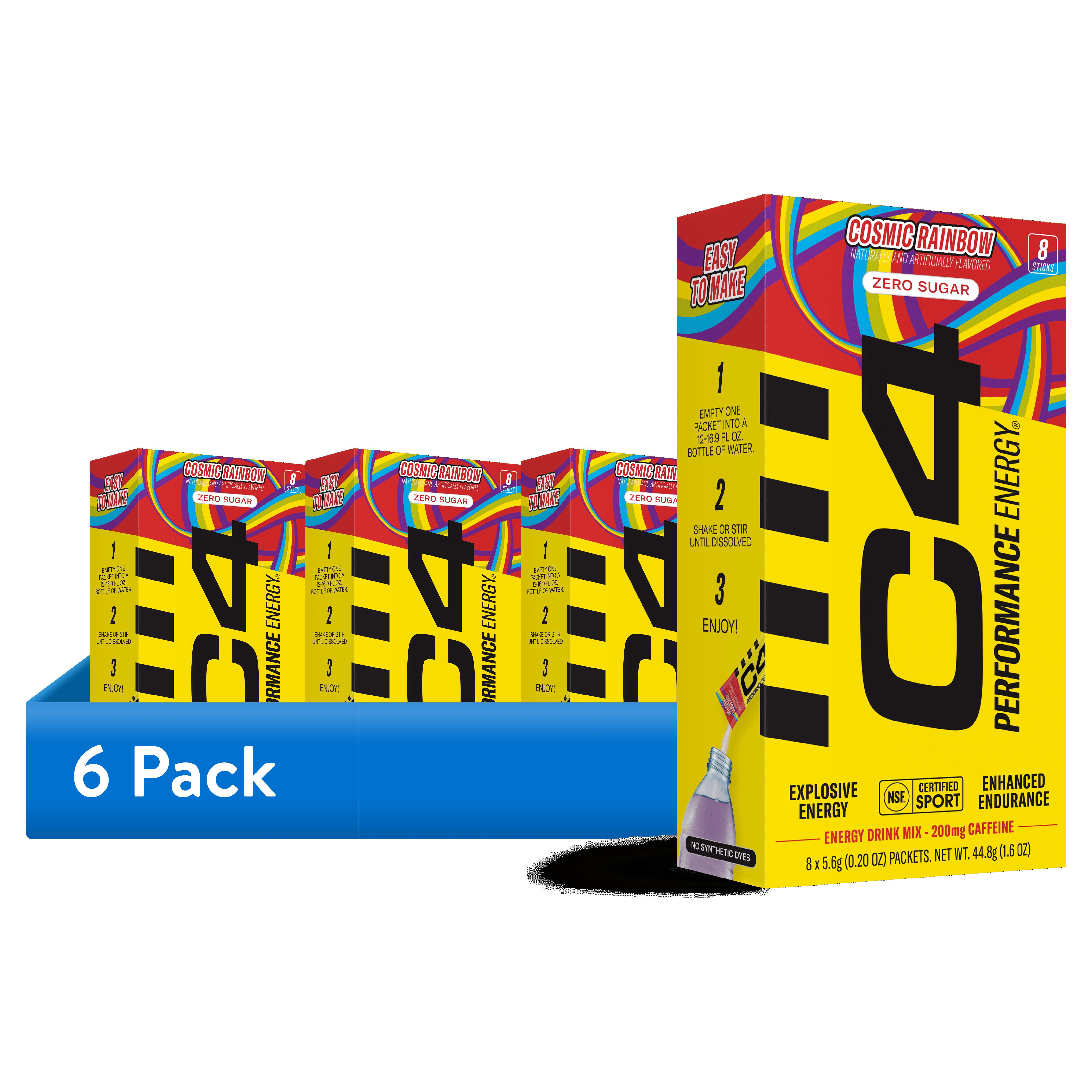 (6 pack) C4 Performance Energy Powder Drink Mix, Cosmic Rainbow, 8 Pack
