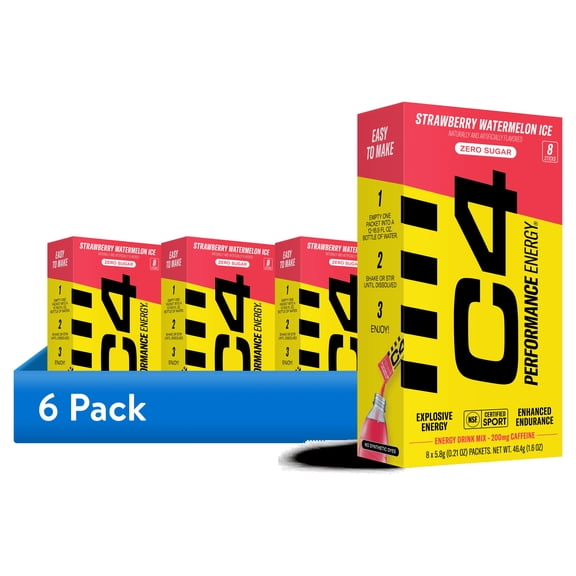 (6 pack) C4 Performance Energy Powder Mix Strawberry Watermelon Ice, 8 Pack